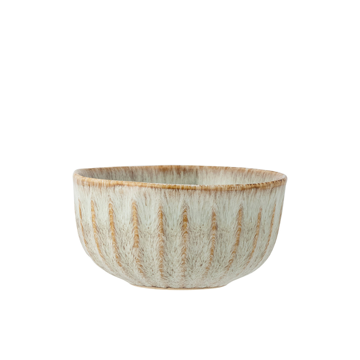 Beige Schale Fleur aus Steingut mit weicher Form und heller reaktiver Glasur