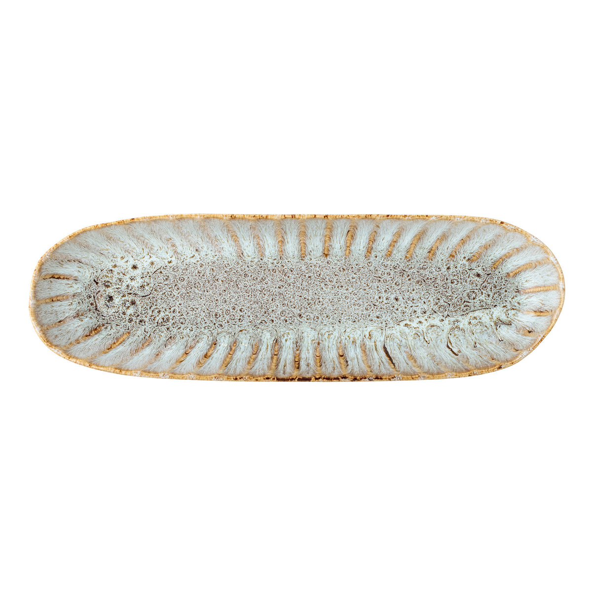 Beige Servierplatte Fleur von Creative Collection aus Steingut mit glasierter Oberfläche