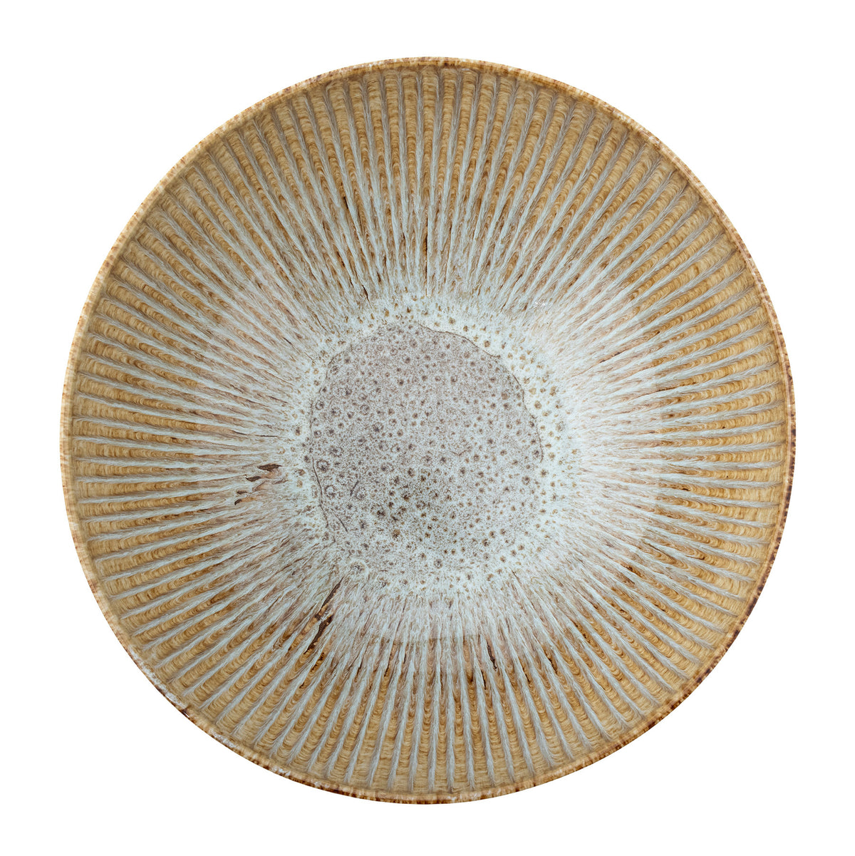 Beige Schale Fleur aus Steingut mit weicher Form und heller reaktiver Glasur