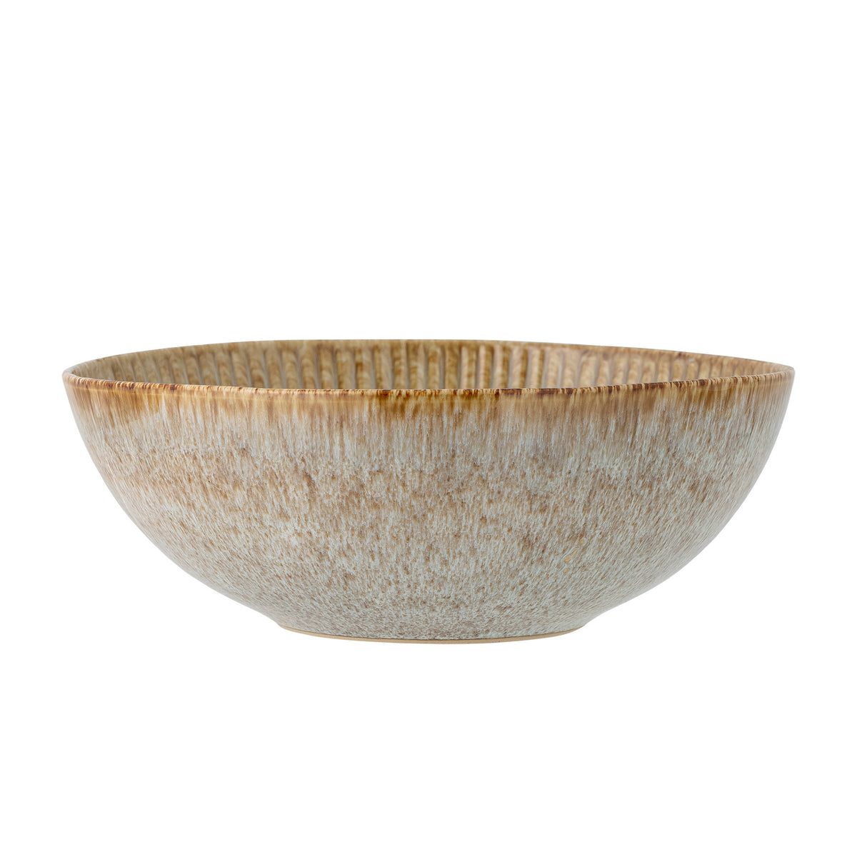 Beige Schale Fleur aus Steingut mit weicher Form und heller reaktiver Glasur