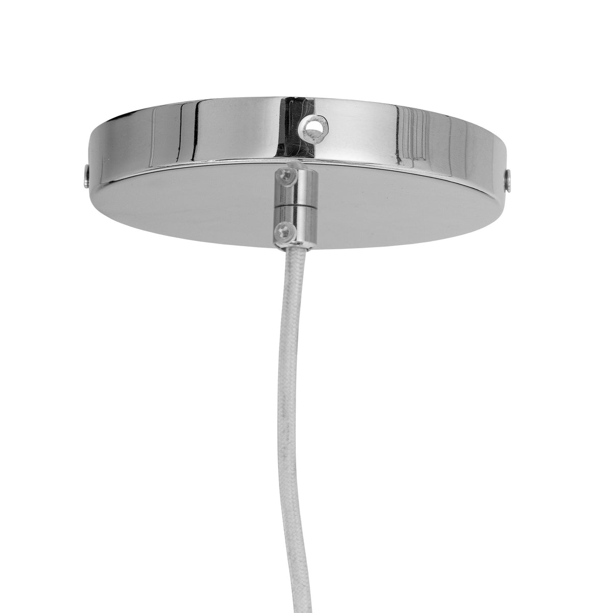 Pendelleuchte Thuja von Bloomingville in Weiss, runder Schirm aus Polyester mit Eisenhalterung, Durchmesser 32 cm, Höhe 54.5 cm