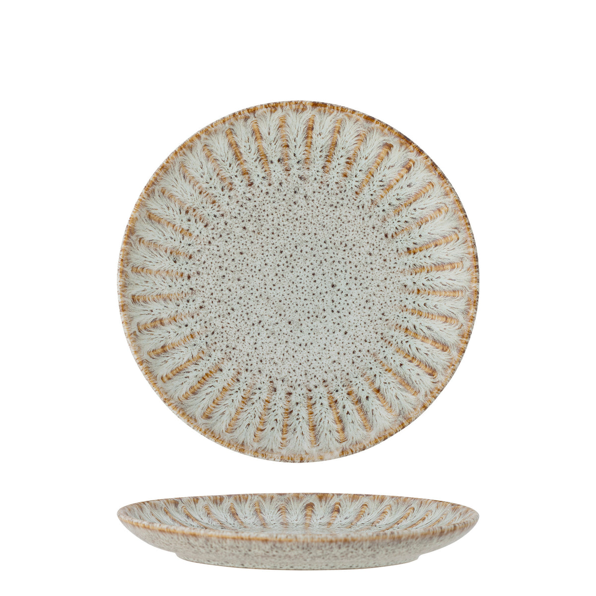 Fleur Teller in Beige aus Steingut von Creative Collection, rund mit glasierter Oberfläche in hellen Grau- und Beigetönen, schlichte Form