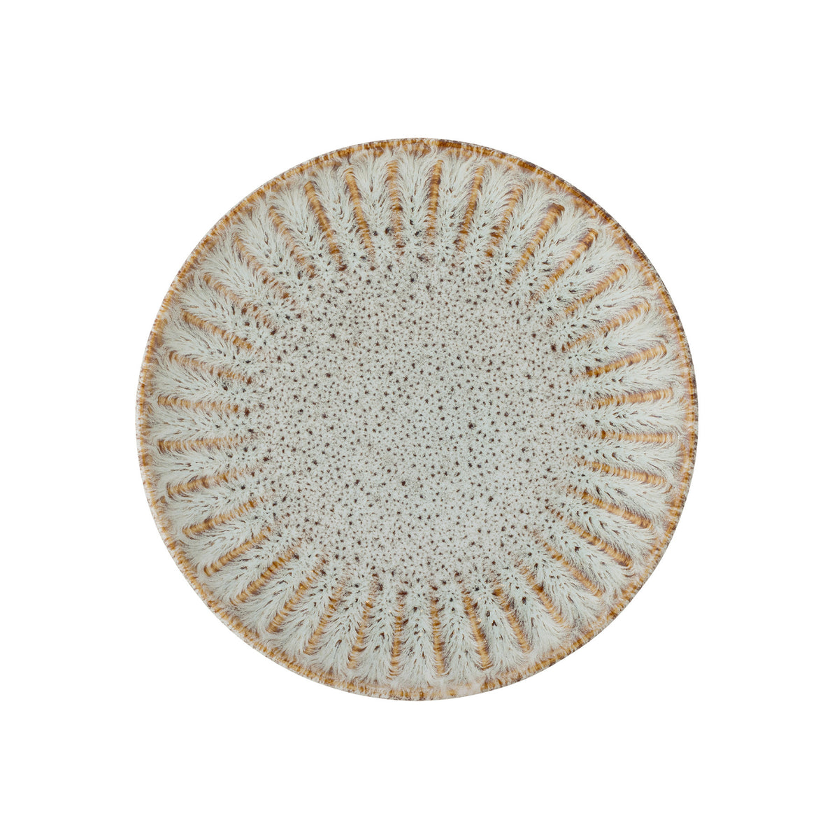 Beiger Teller Fleur von Creative Collection aus Steingut, runde Form, glasierte Oberfläche