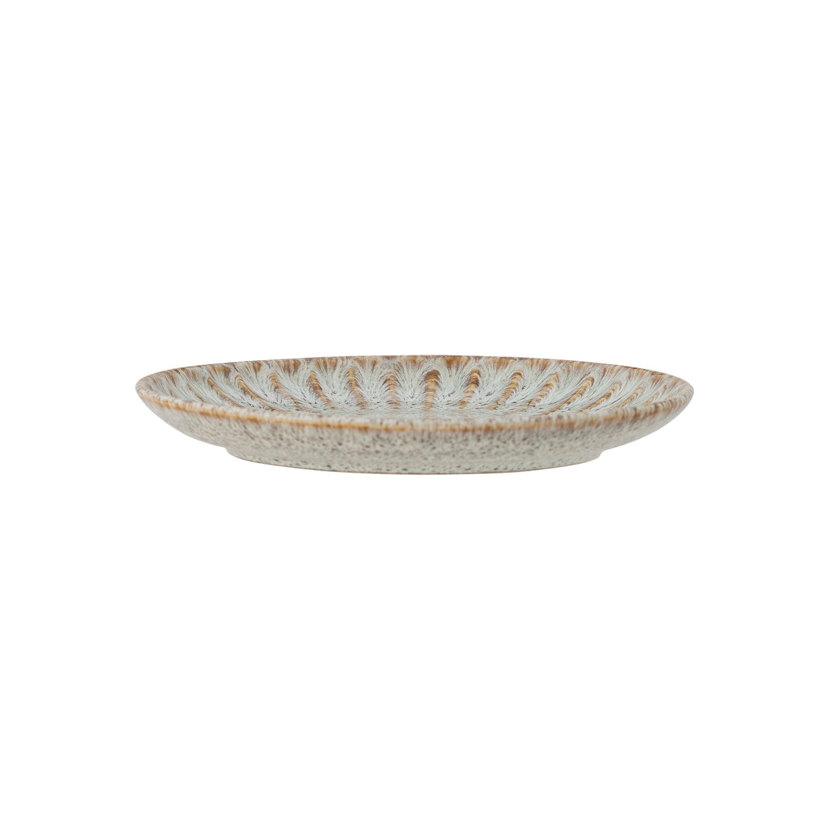 Beiger Teller Fleur von Creative Collection aus Steingut, runde Form, glasierte Oberfläche