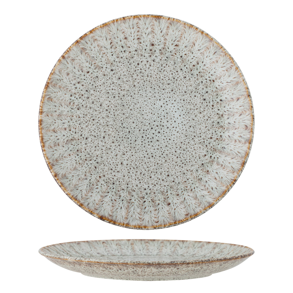 Beiger Teller Fleur von Creative Collection aus Steingut, runde Form, glasierte Oberfläche