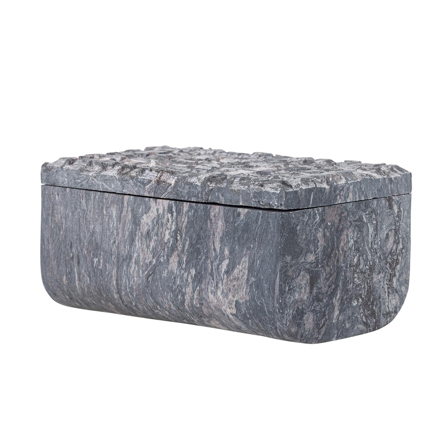 Nubia box with lid, gray, bacon stone