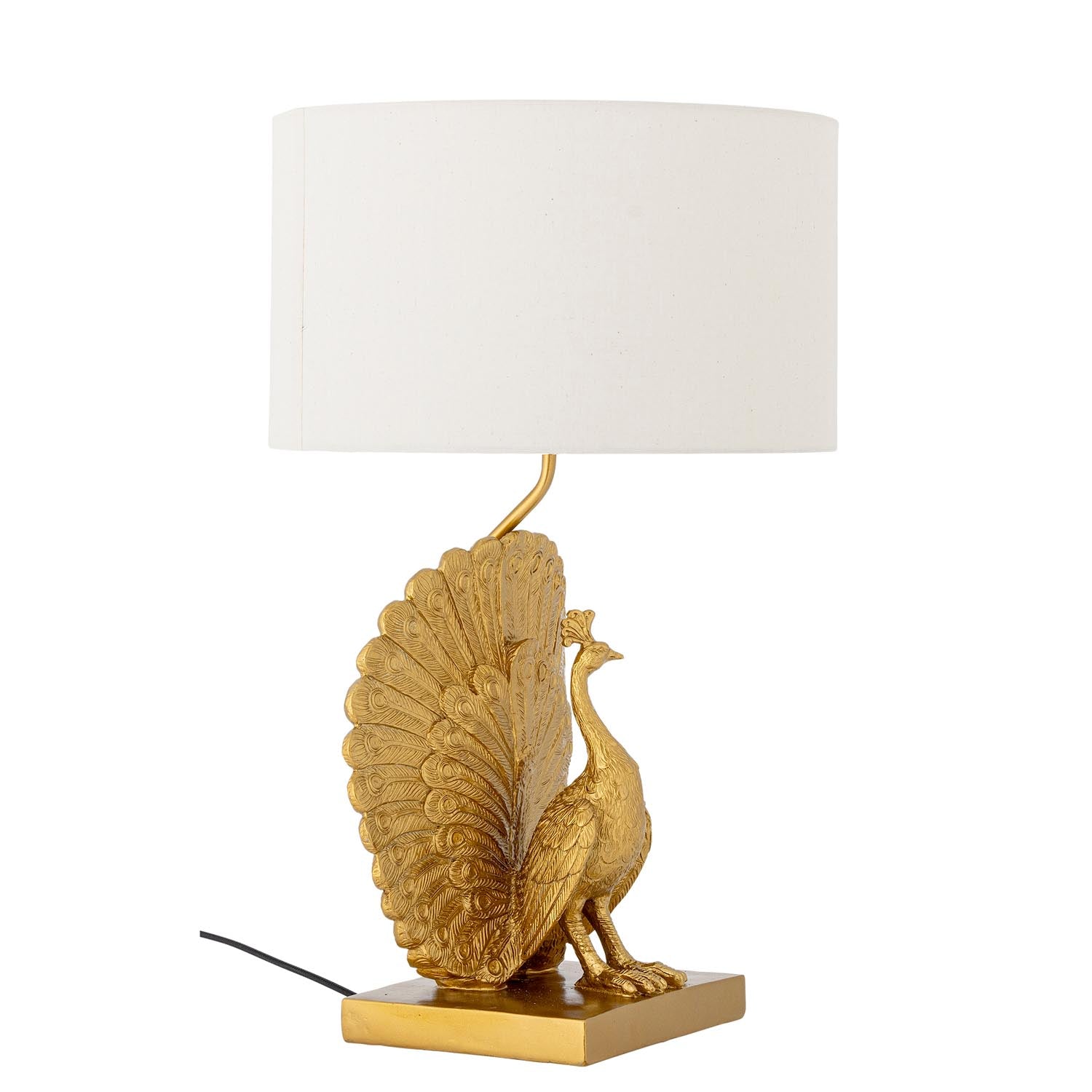 Entdecken Sie die Peacock Tischlampe in Gold von Creative Collection – ein stilvolles Highlight mit skulpturalem Pfausockel und sanftem Licht.