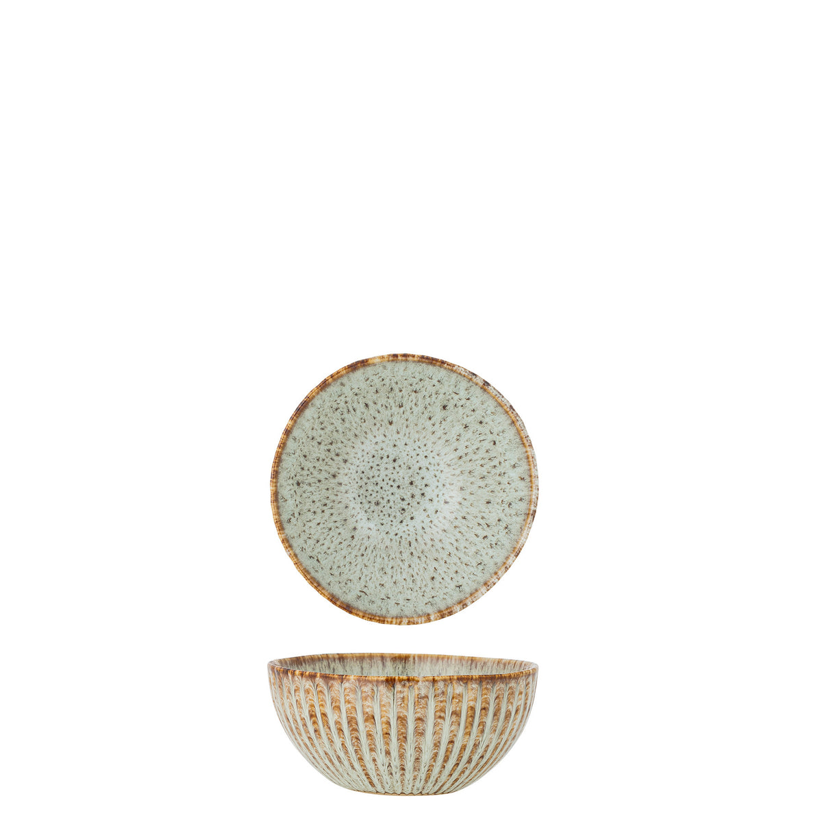 Beige Schale Fleur aus Steingut mit weicher Form und heller reaktiver Glasur