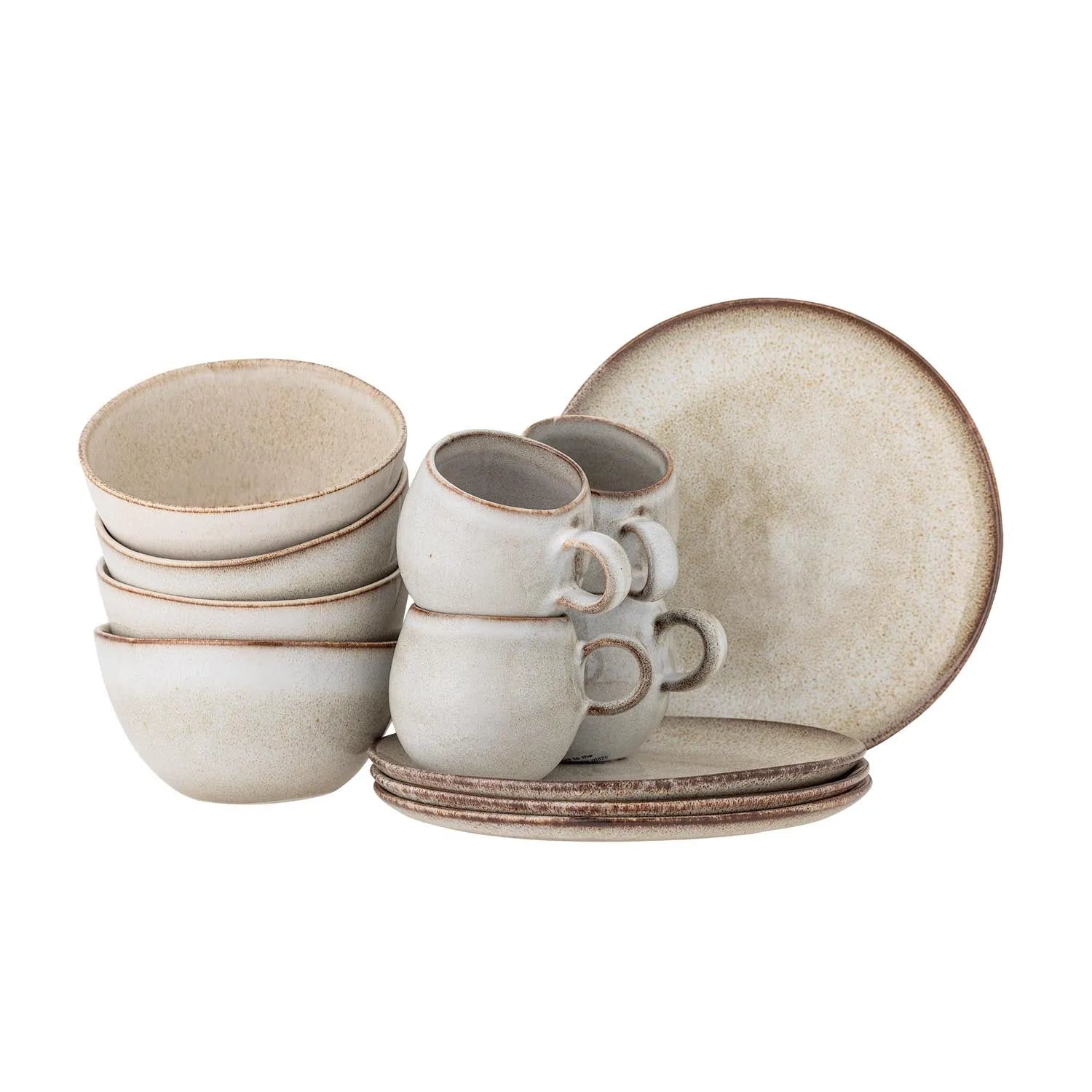 Sandrine Frühstück Set, Natur, Steingut in Natur präsentiert im Onlineshop von KAQTU Design AG. Geschirr ist von Bloomingville