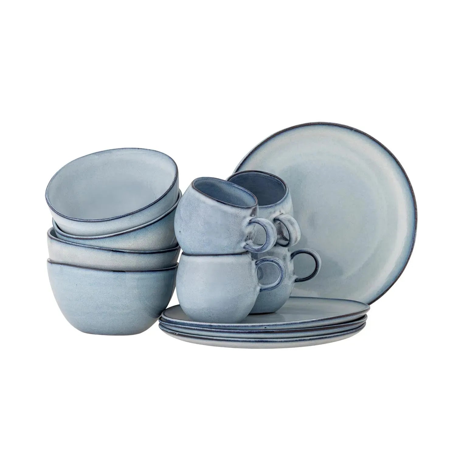 Sandrine Frühstück Set, Blau, Steingut in Blau präsentiert im Onlineshop von KAQTU Design AG. Geschirr ist von Bloomingville