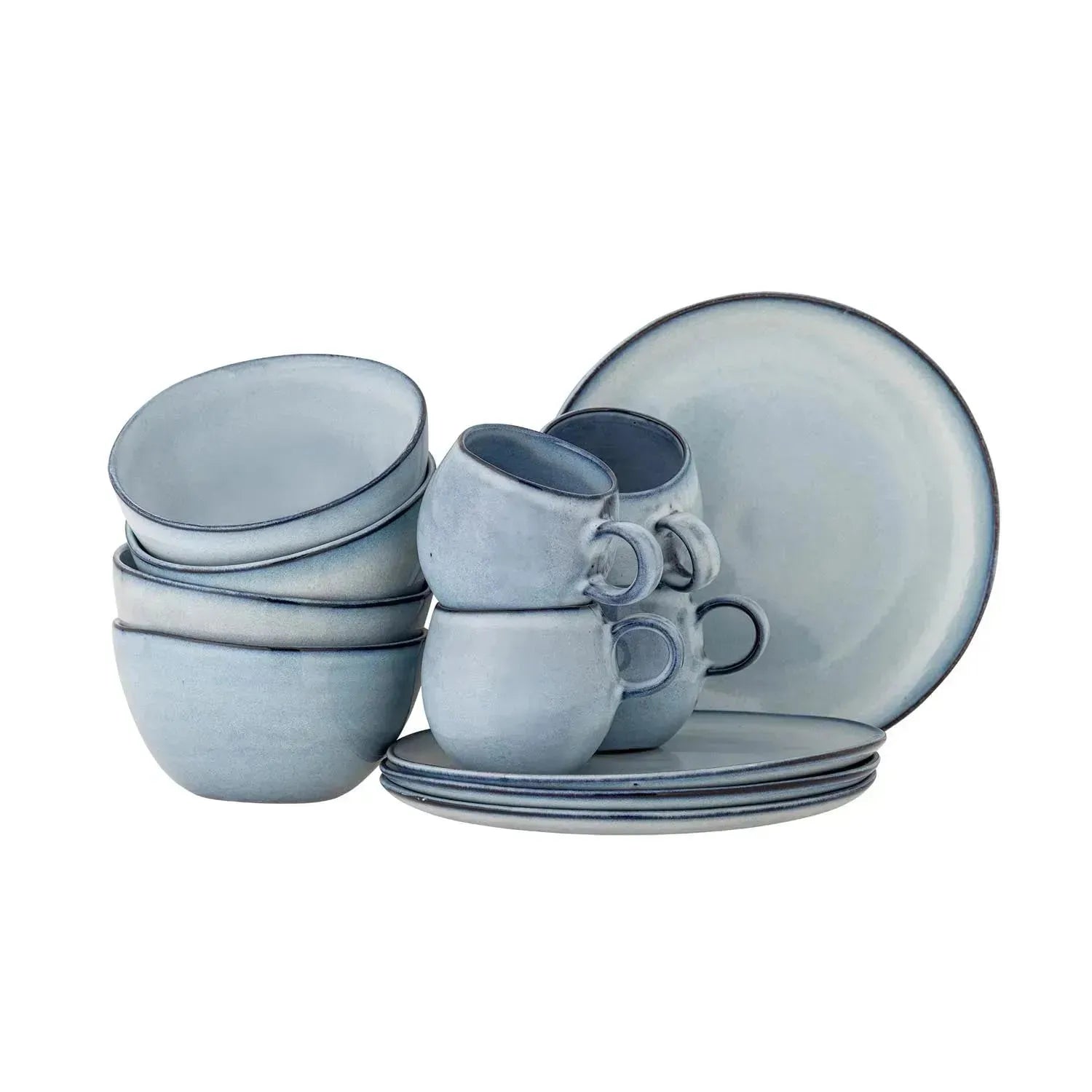 Sandrine Frühstück Set, Blau, Steingut in Blau präsentiert im Onlineshop von KAQTU Design AG. Geschirr ist von Bloomingville