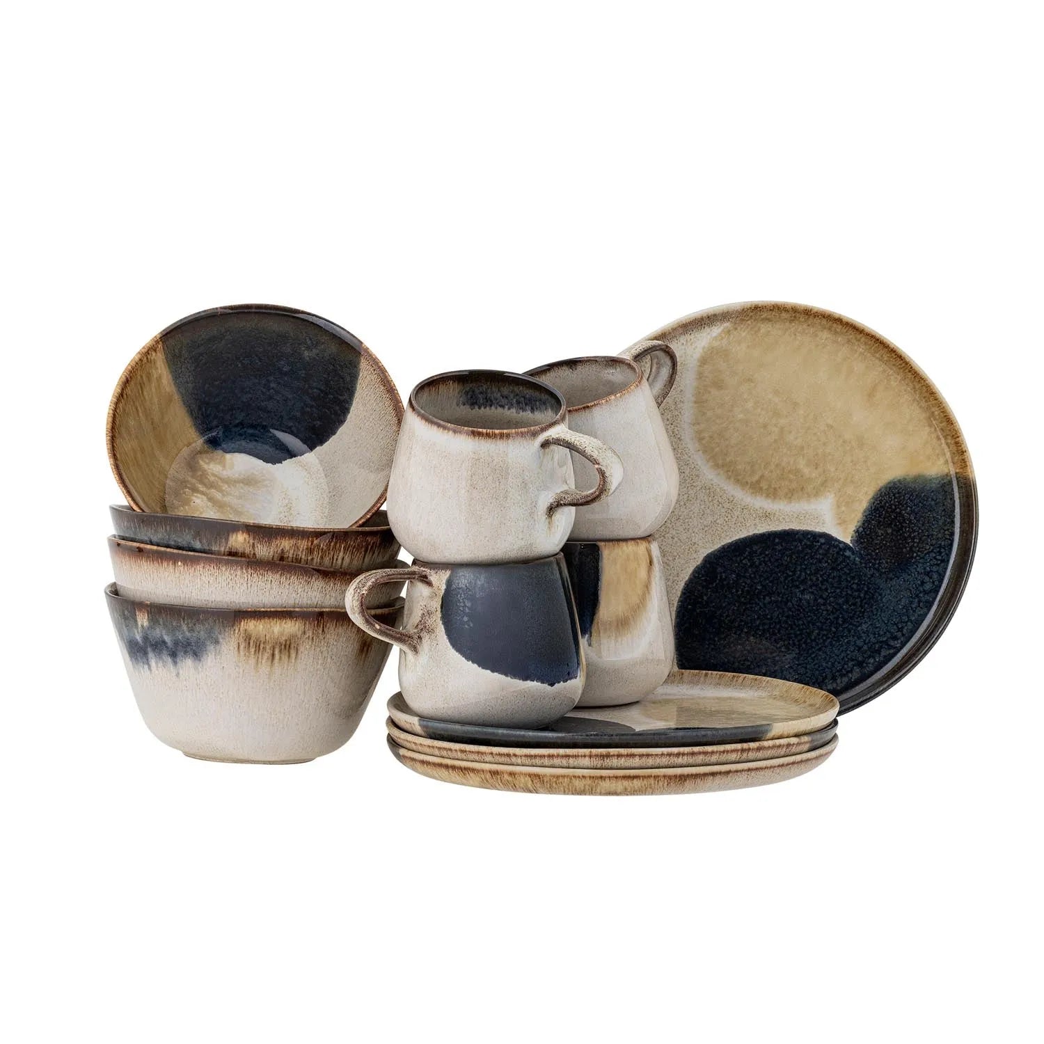 Jules Frühstück Set, Grau, Steingut in Grau präsentiert im Onlineshop von KAQTU Design AG. Geschirr ist von Bloomingville