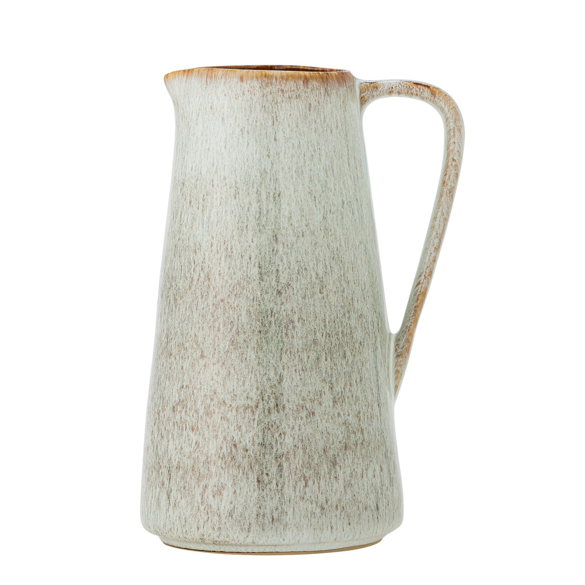 Beige Steingut-Kanne Fleur von Creative Collection mit vertikalem Sprenkelmuster durch reaktive Glasur und leicht abgeschrägtem Ausguss