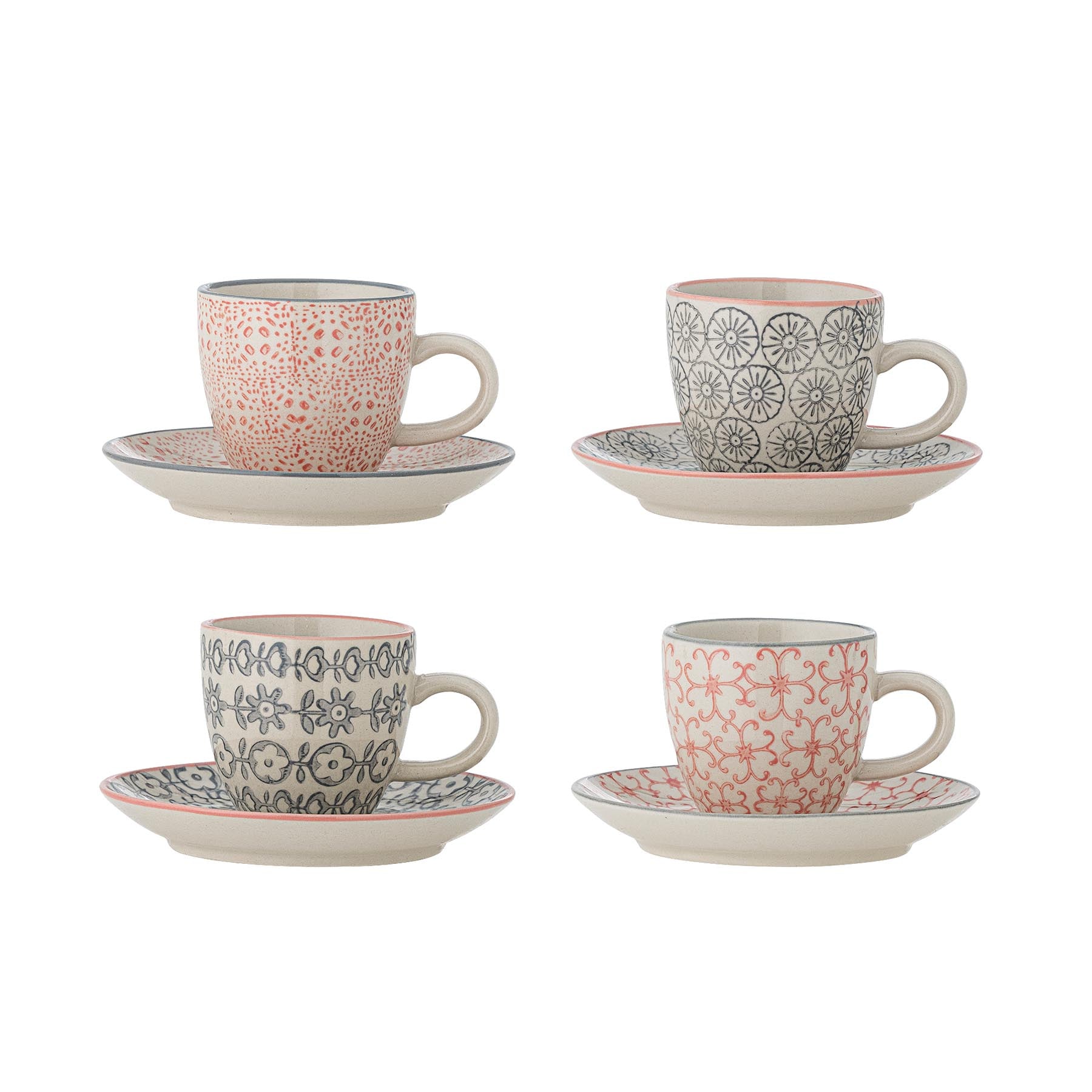 Cécile Espresso Cup w/Saucer, Bunt, Steingut in Multi präsentiert im Onlineshop von KAQTU Design AG. Tasse ist von Bloomingville