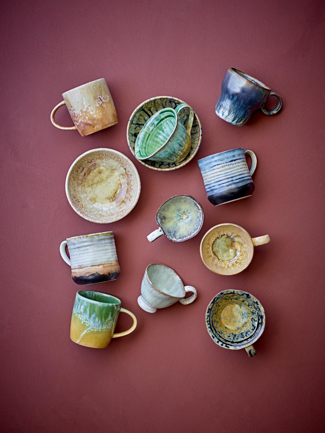 Deana Becher, Blau, Steingut in Blau präsentiert im Onlineshop von KAQTU Design AG. Tasse ist von Bloomingville