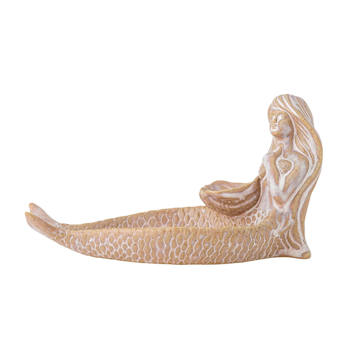Runde Schale aus Steingut in Beige mit reaktiver Glasur, Modell Abitha von Creative Collection, Grösse 19.5 x 8.5 x 10 cm