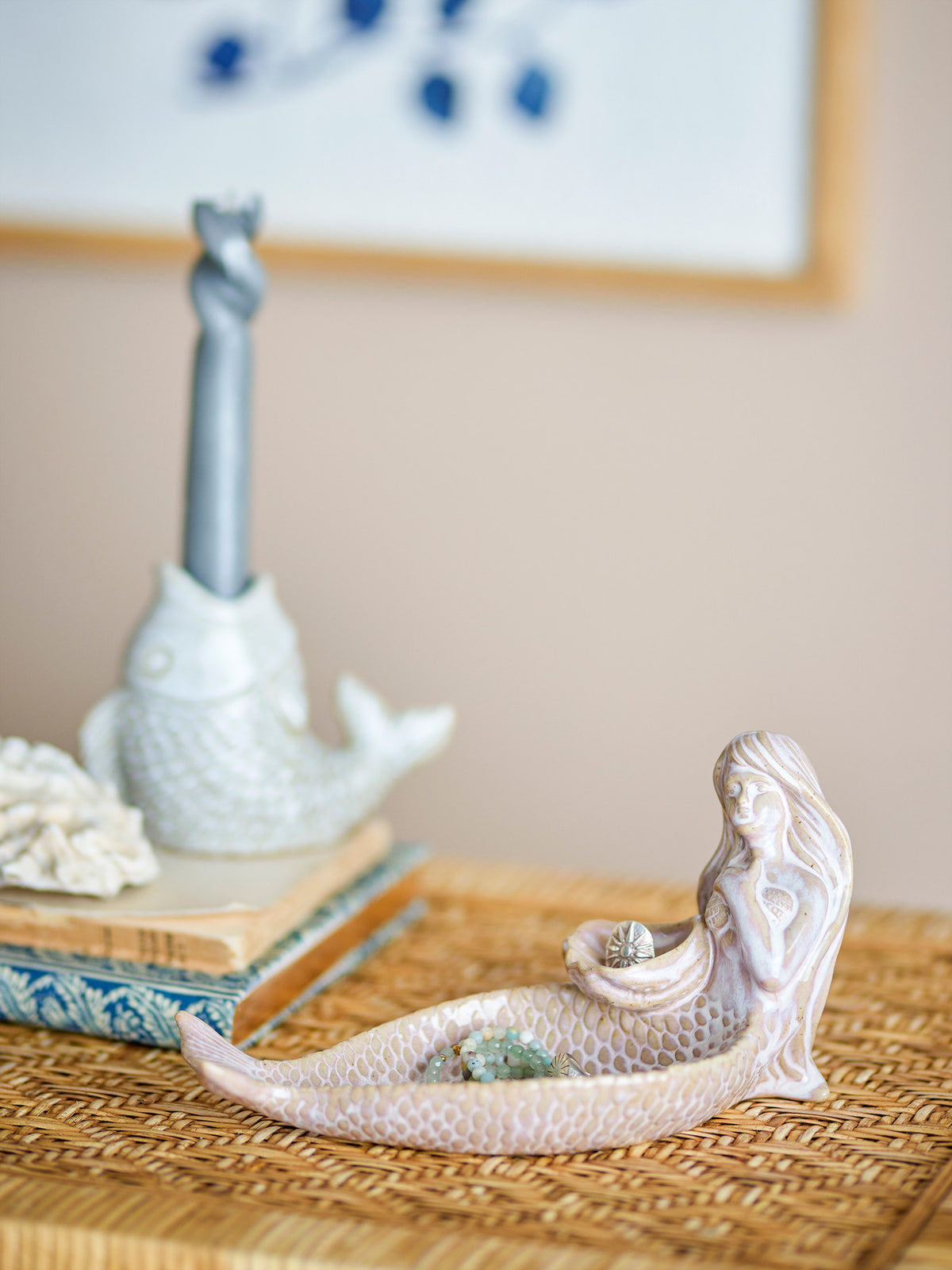 Runde Schale aus Steingut in Beige mit reaktiver Glasur, Modell Abitha von Creative Collection, Grösse 19.5 x 8.5 x 10 cm