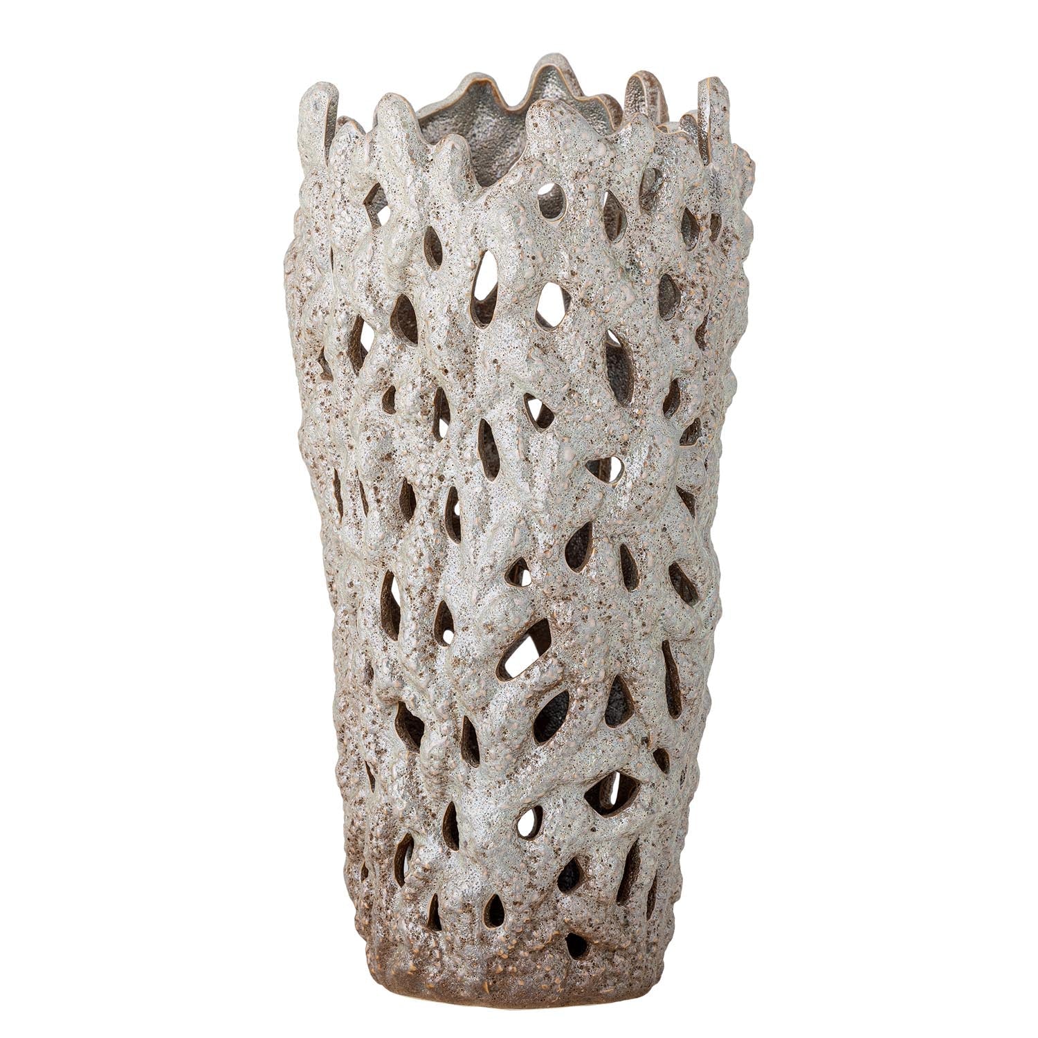 Eunice Deko-Vase, Weiß, Steingut in Weiß präsentiert im Onlineshop von KAQTU Design AG. Vase ist von Bloomingville
