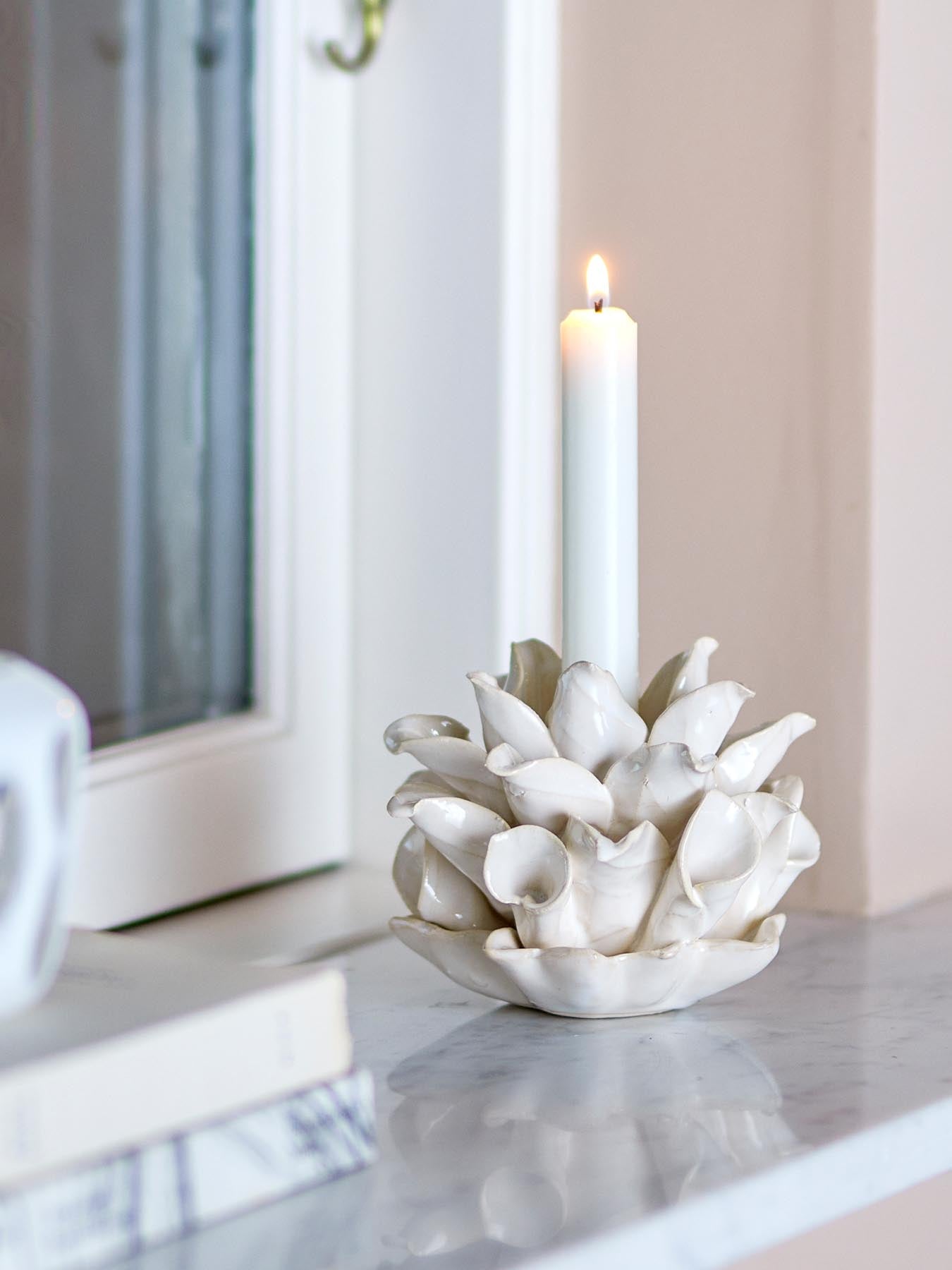 Phylli's candle holder, white, stoneware