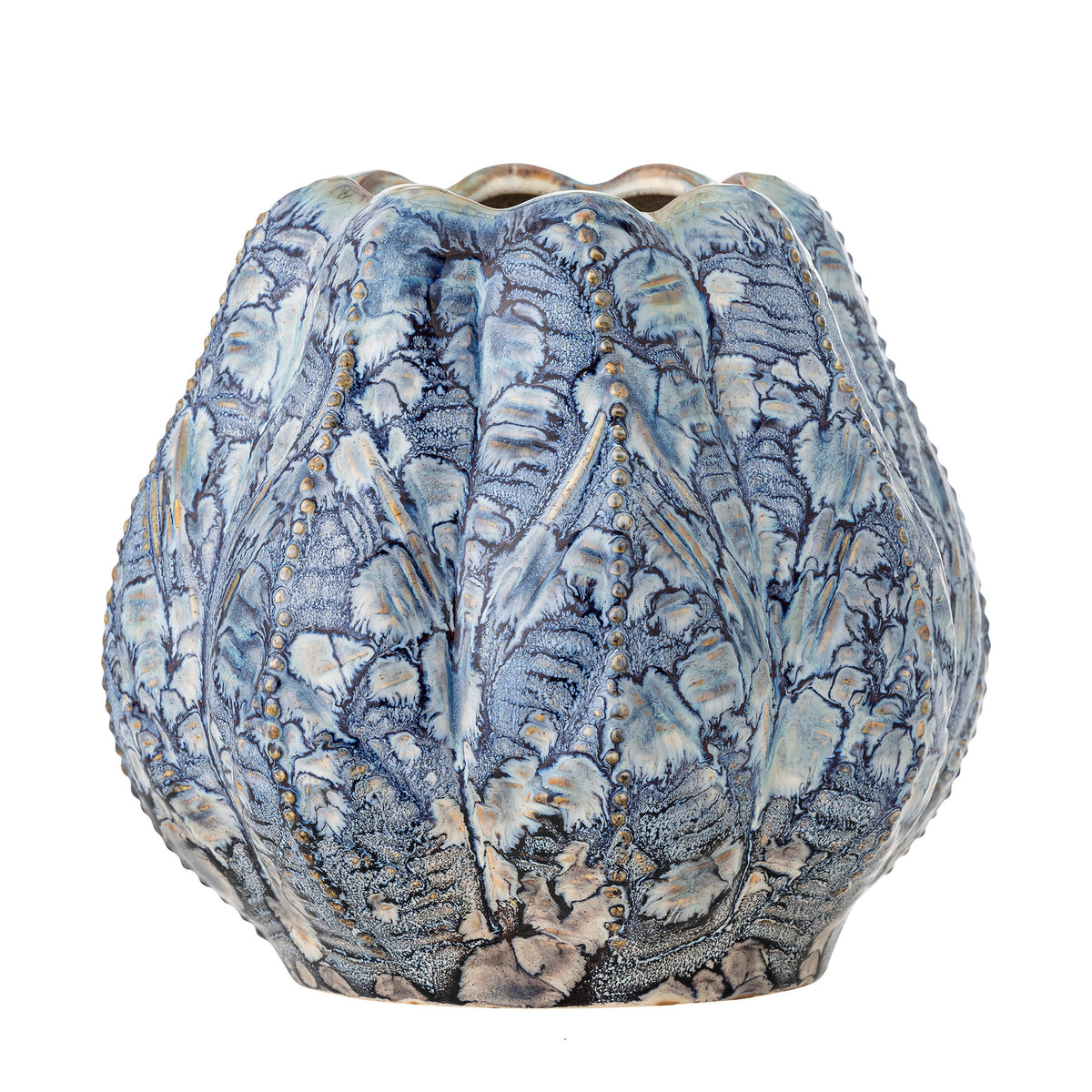 Hetty Vase, Blau, Steingut in Blau präsentiert im Onlineshop von KAQTU Design AG. Vase ist von Creative Collection