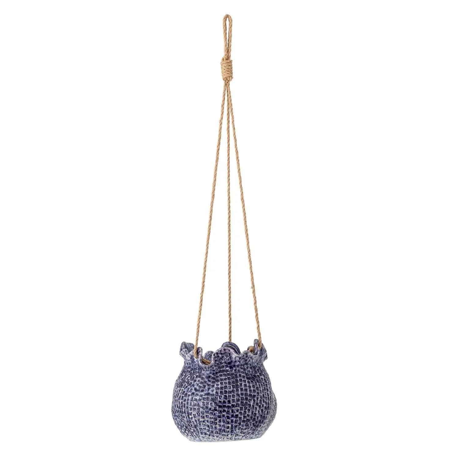 Lottie Blumentopf, hängend, Blau, Steingut in Blau präsentiert im Onlineshop von KAQTU Design AG. Blumentopf ist von Creative Collection
