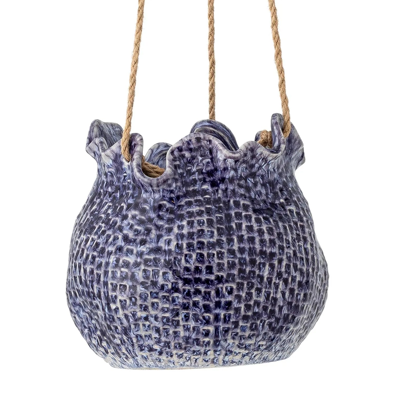 Lottie Blumentopf, hängend, Blau, Steingut in Blau präsentiert im Onlineshop von KAQTU Design AG. Blumentopf ist von Creative Collection