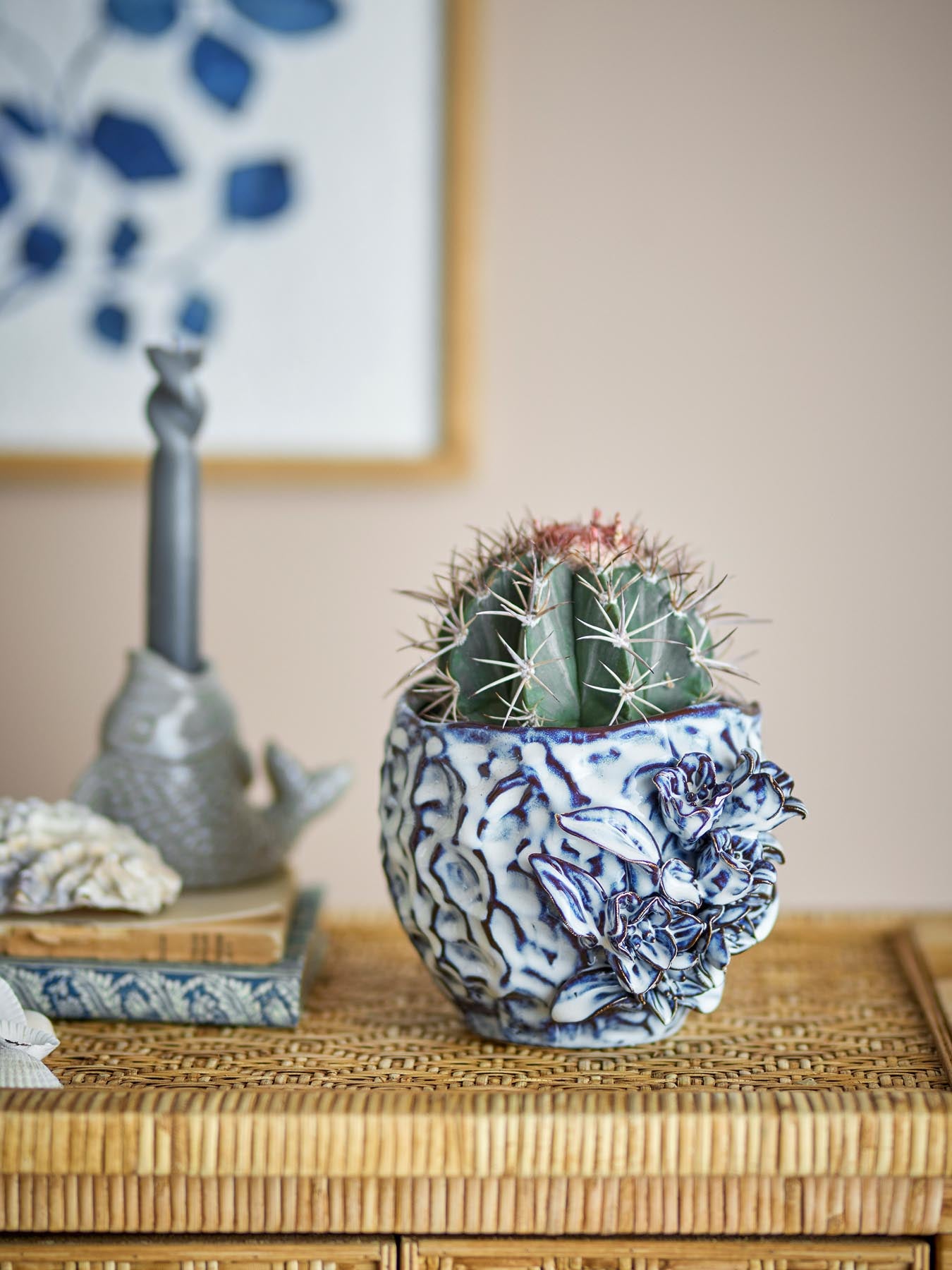 Malina flowerpot, blue, earthenware
