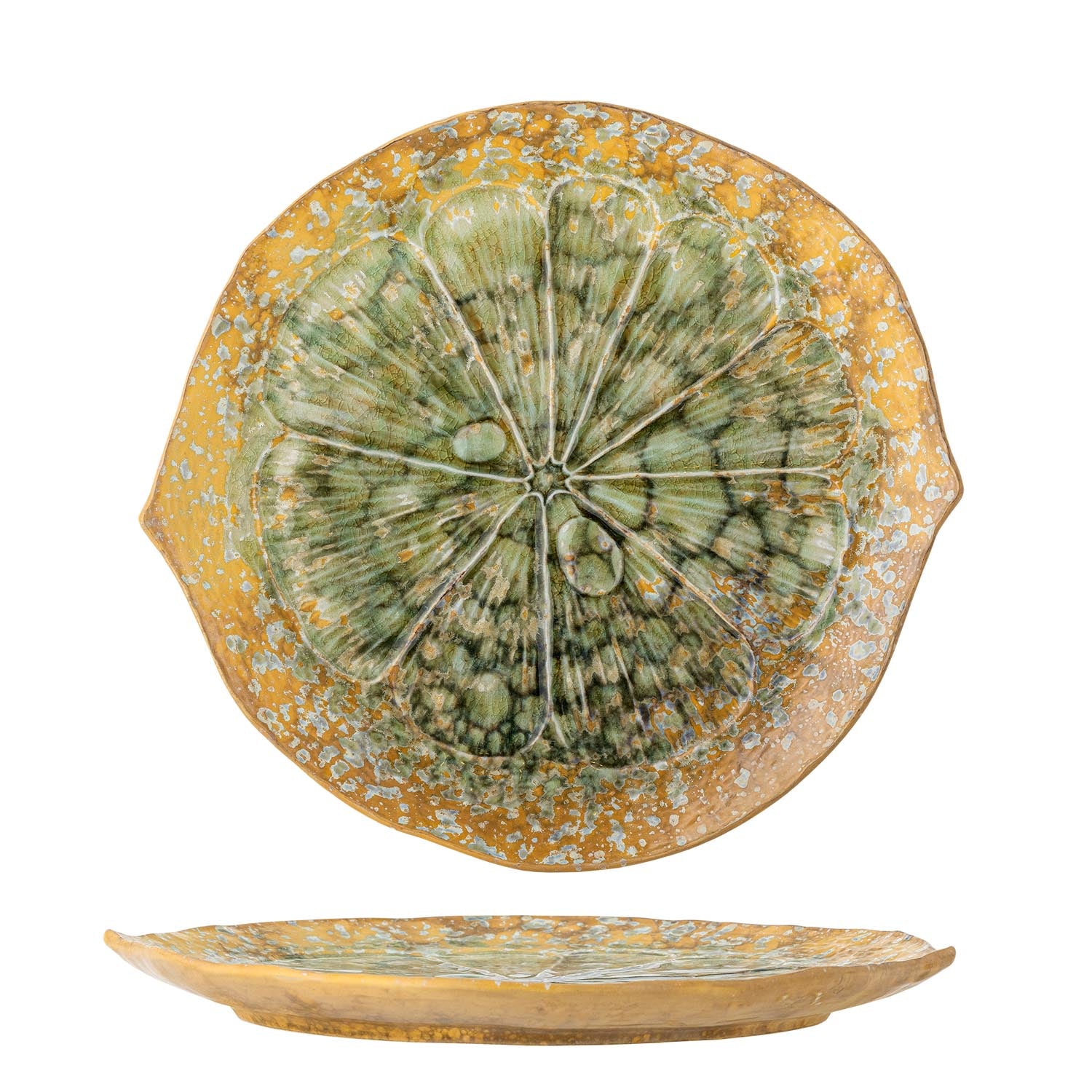 Milani serving plate, green, stoneware