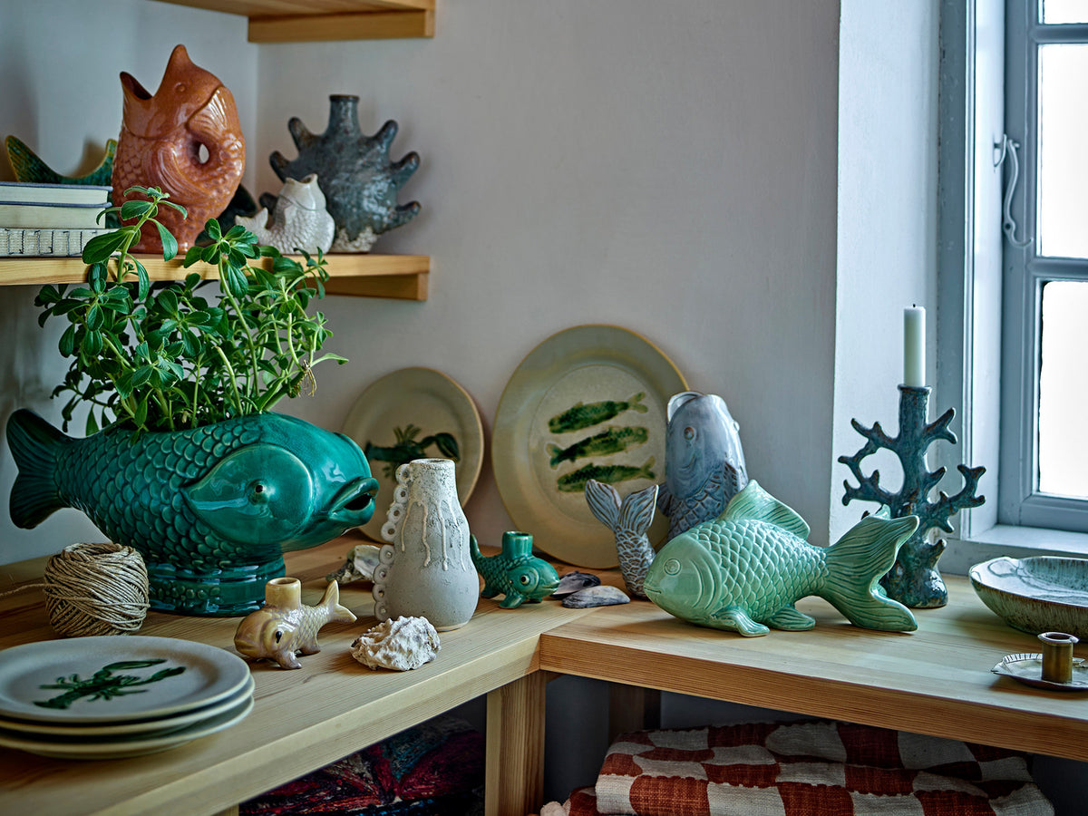 Burne Kerzenhalter, Grün, Steingut in Grün präsentiert im Onlineshop von KAQTU Design AG. Kerzenständer ist von Creative Collection