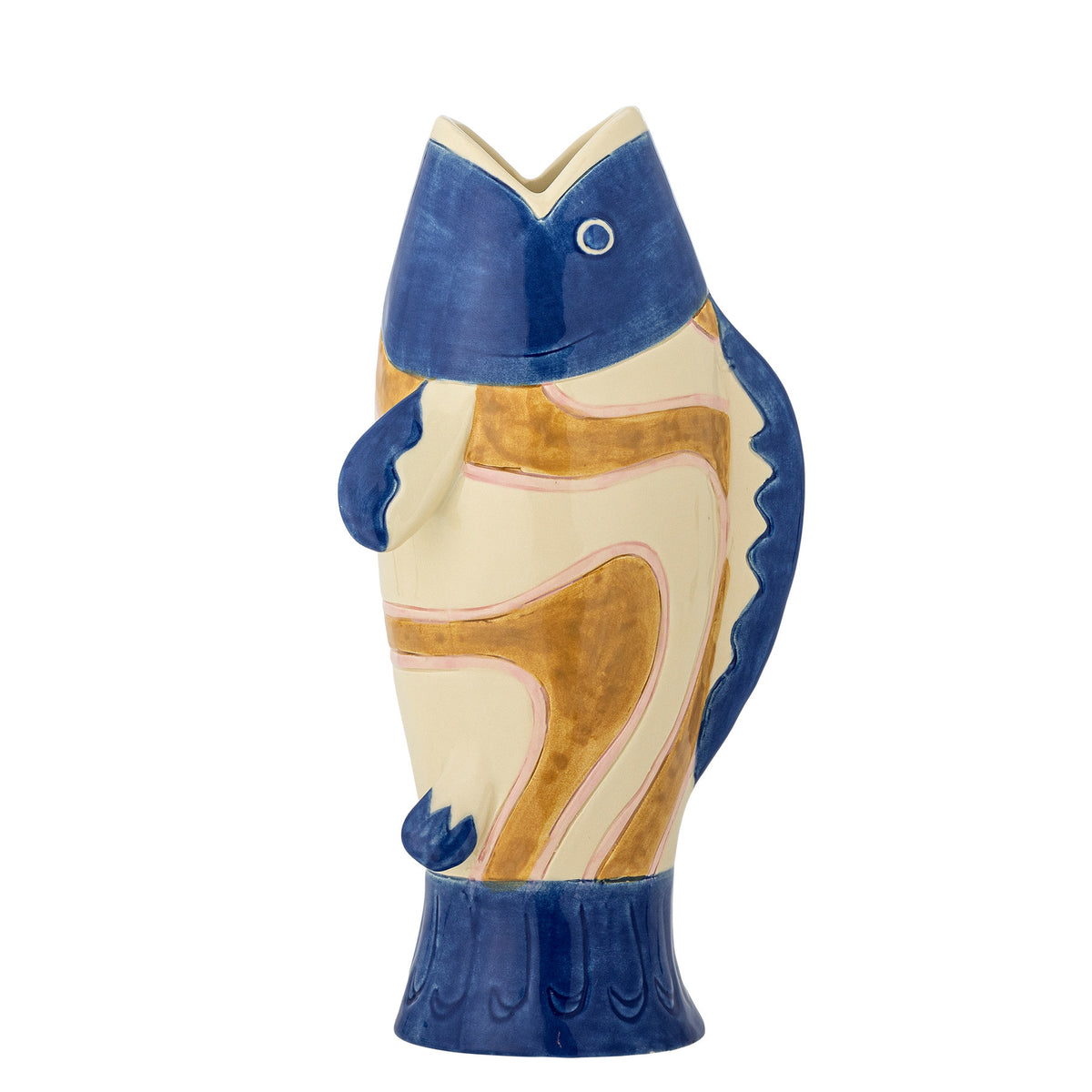 Irving Vase, Blau, Steingut in Blau präsentiert im Onlineshop von KAQTU Design AG. Vase ist von Bloomingville