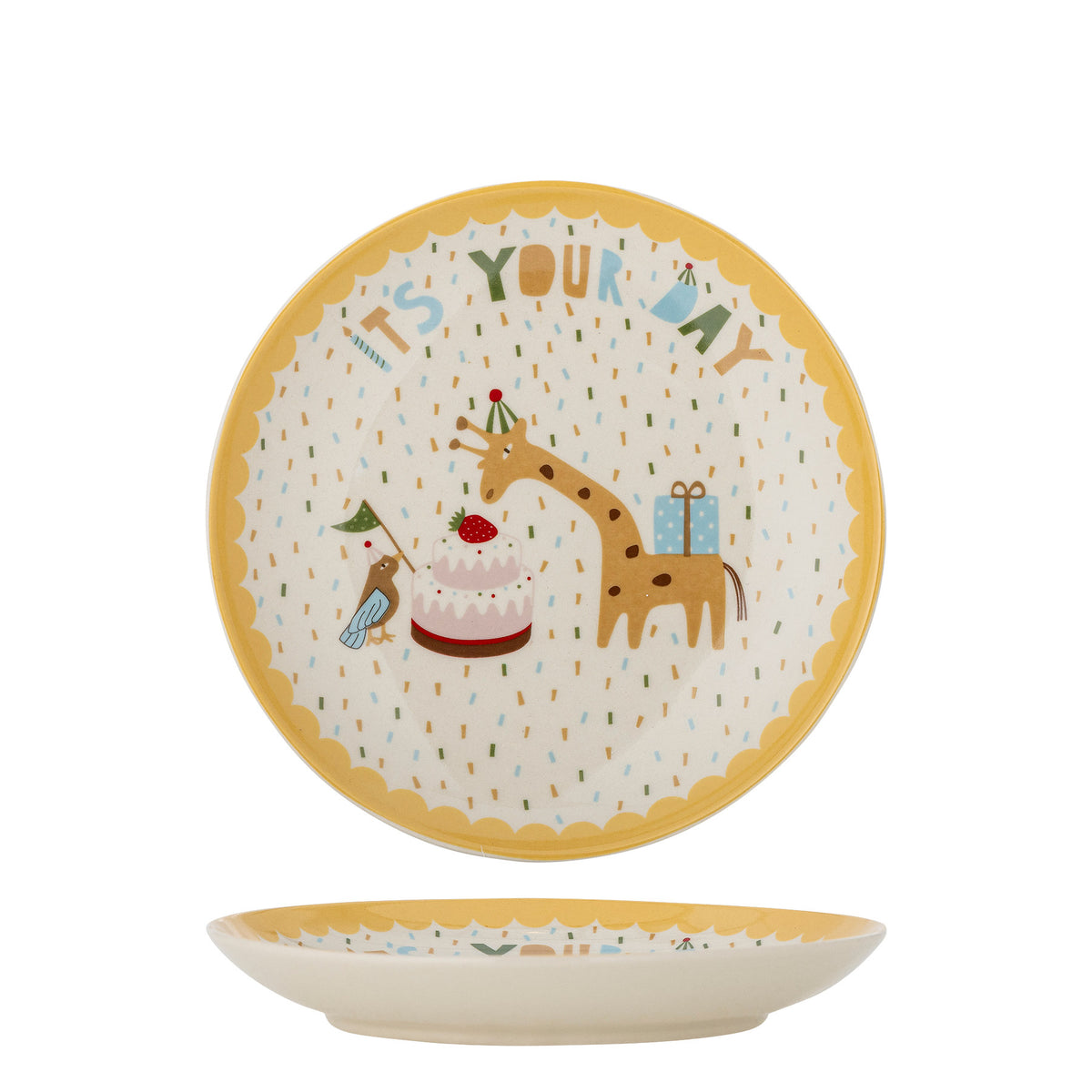 Celebrate Teller, Gelb, Steingut in Gelb präsentiert im Onlineshop von KAQTU Design AG. Teller ist von Bloomingville Mini