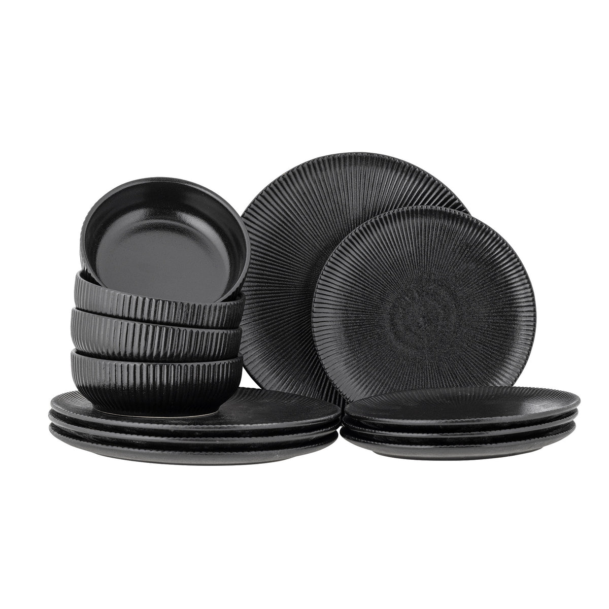 Neri Geschirrset, Schwarz, Steingut in Schwarz präsentiert im Onlineshop von KAQTU Design AG. Geschirrset ist von Bloomingville