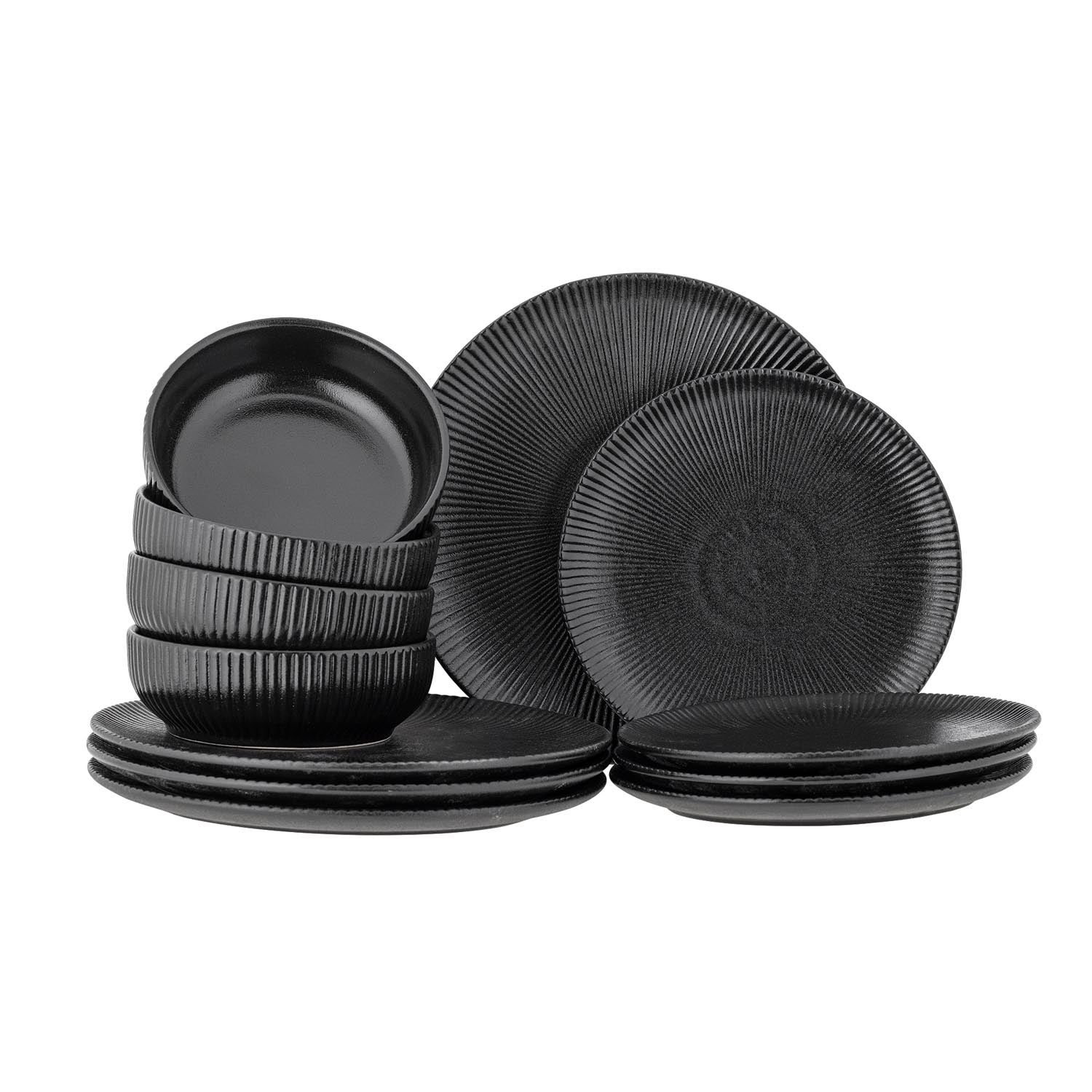 Neri Geschirrset, Schwarz, Steingut in Schwarz präsentiert im Onlineshop von KAQTU Design AG. Geschirr ist von Bloomingville