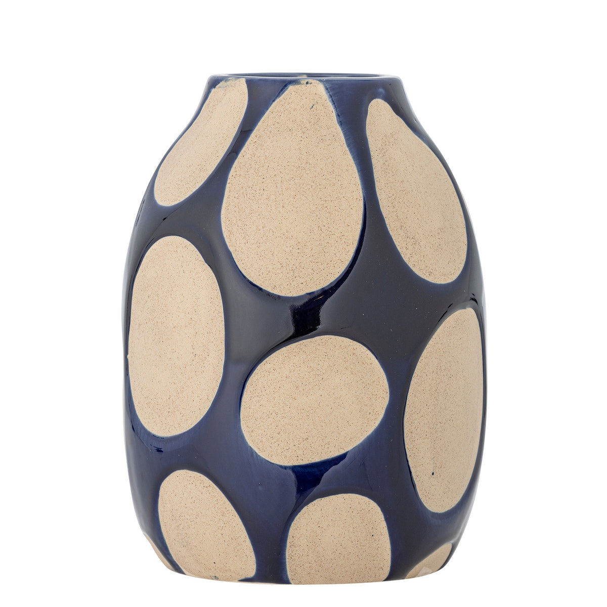 Bashir Vase, Blau, Steingut in Blue präsentiert im Onlineshop von KAQTU Design AG. Vase ist von Bloomingville