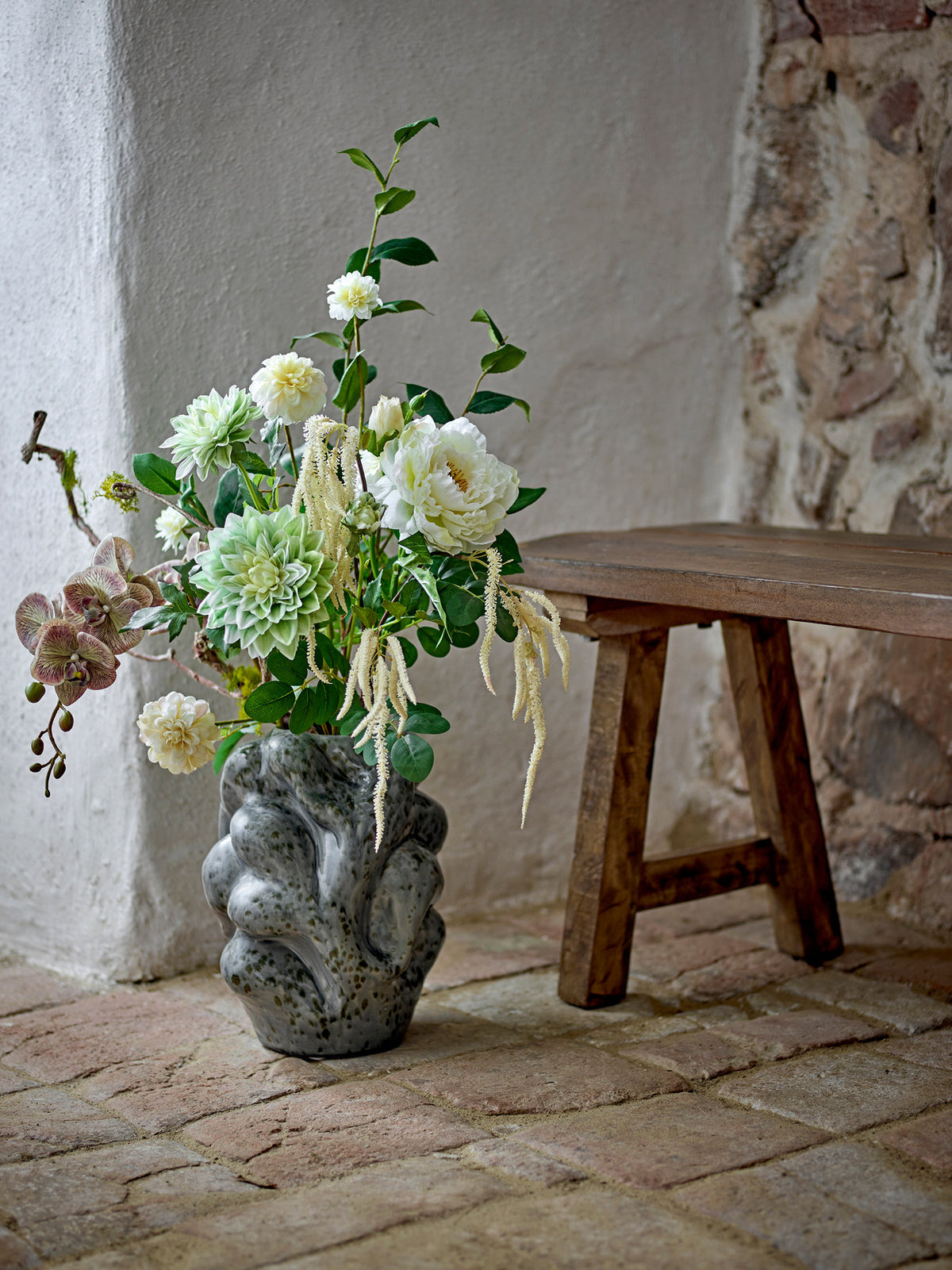 Rise Blumenstrauss, Weiss, Künstliche Blumen in White präsentiert im Onlineshop von KAQTU Design AG. Kunstblume ist von Bloomingville
