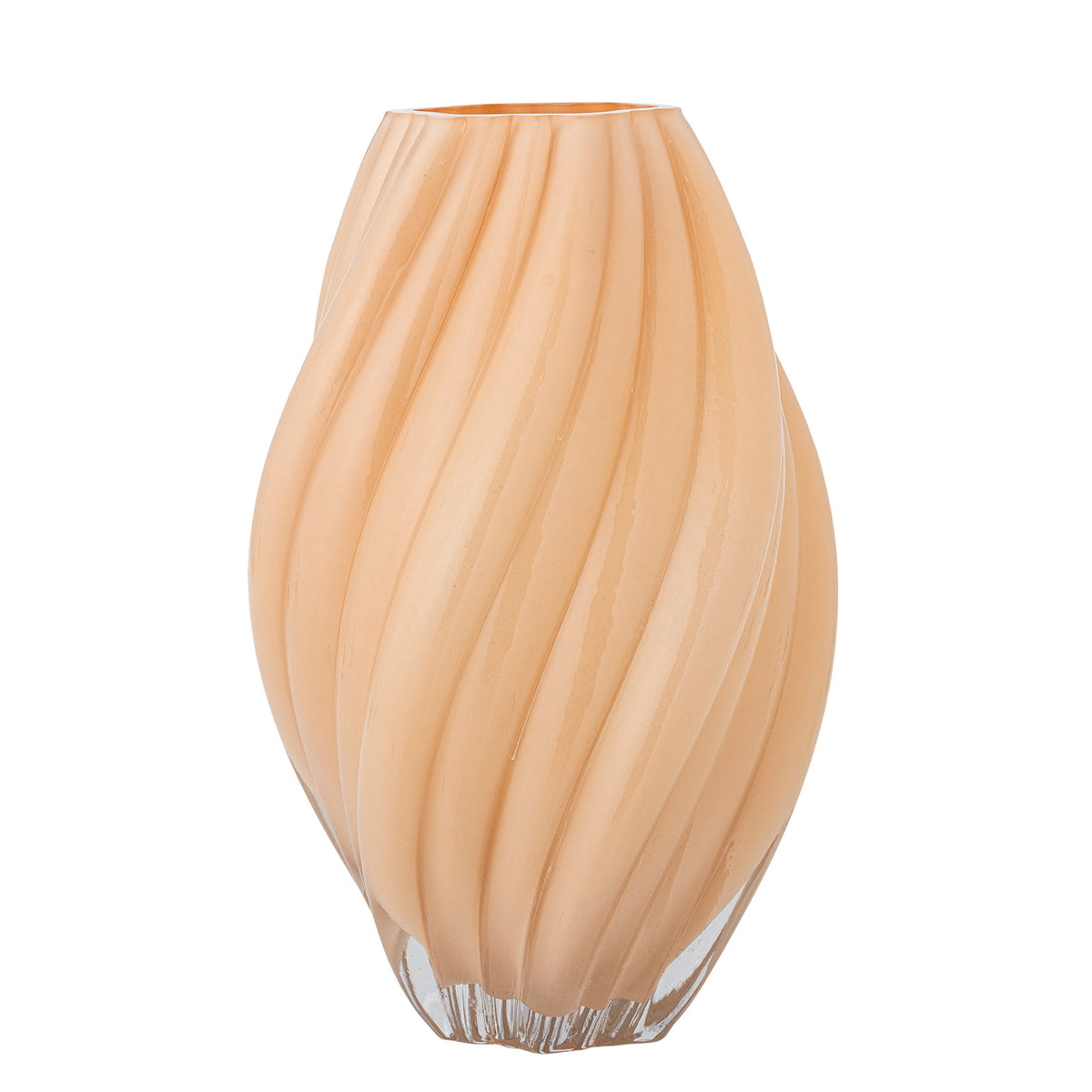 Kanji Vase, Beige, Glas von Creative Collection: skulpturale, gedrehte Form aus mundgeblasenem Glas in sanftem Beigeton, Durchmesser 19 cm, Höhe 30 cm