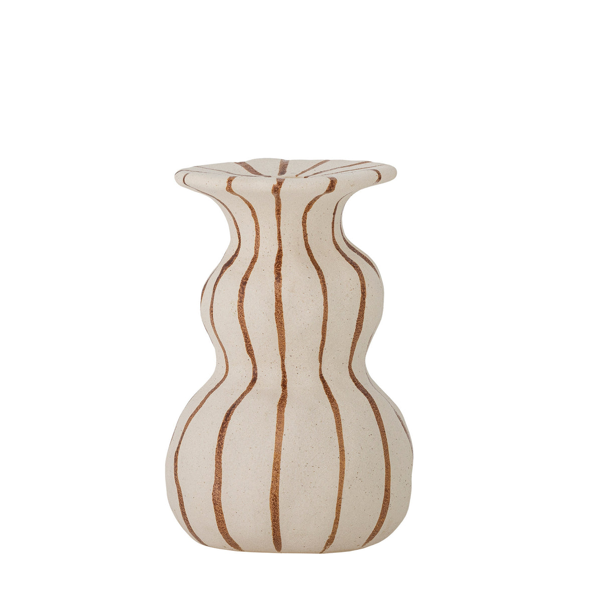 Weisser Kerzenhalter Byron aus Steingut mit reaktiver Glasur, sanduhrförmige Silhouette, Cottage-Stil, Creative Collection.