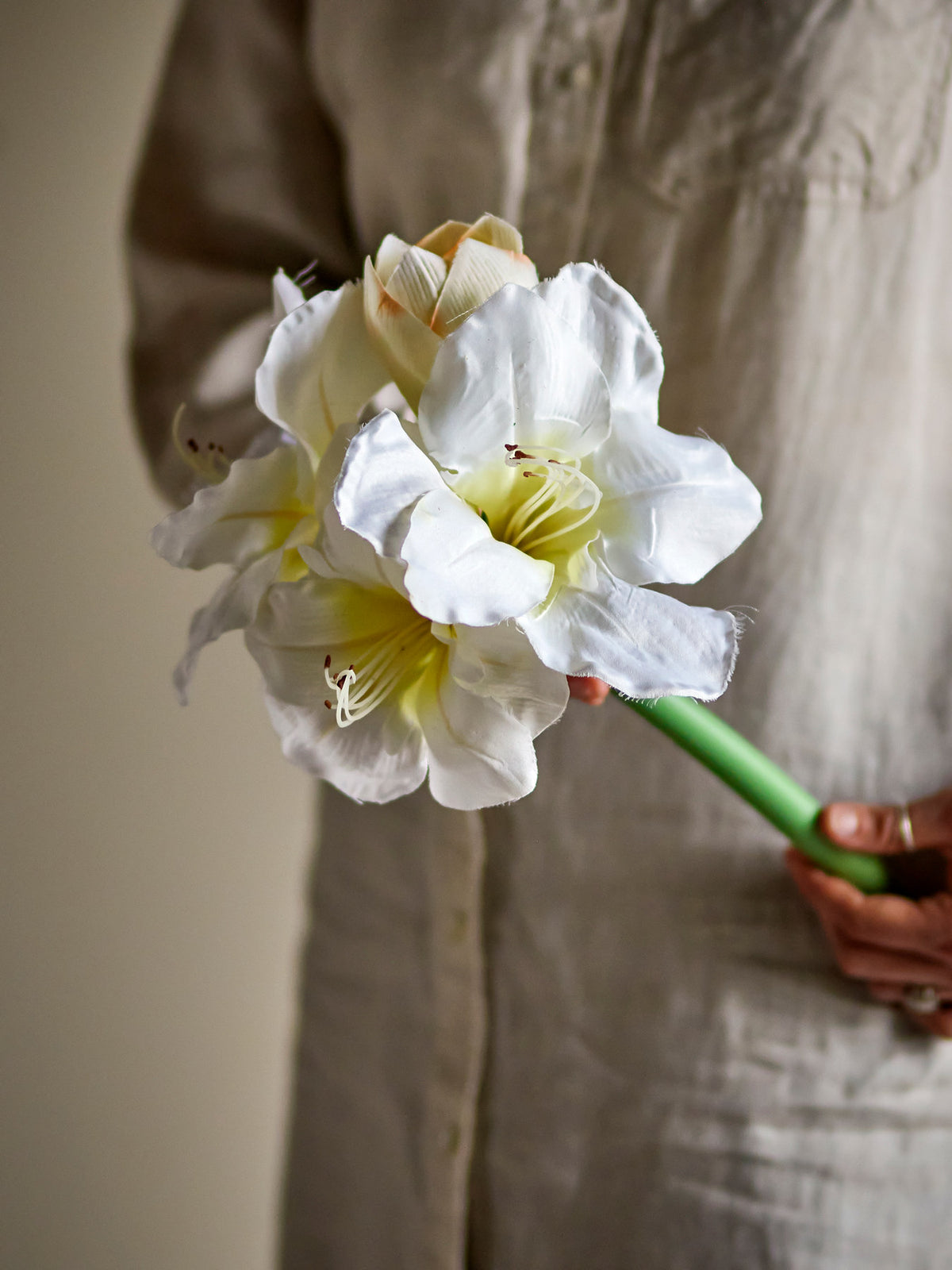 Amaryllis Stiel, Weiss, Künstliche Blumen in White präsentiert im Onlineshop von KAQTU Design AG. Kunstblume ist von Bloomingville
