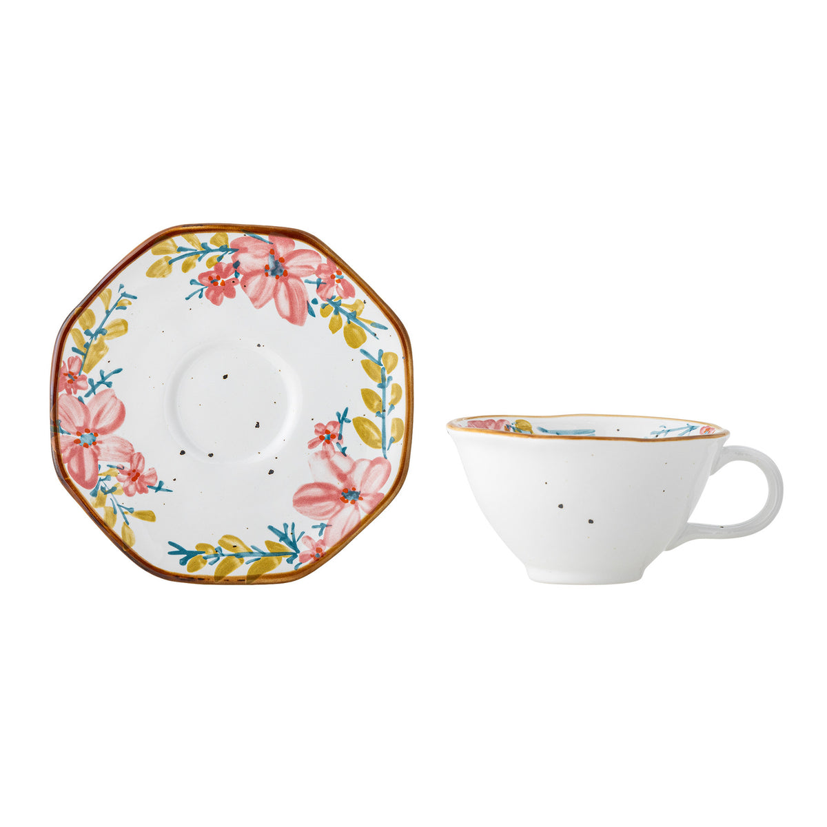Savina Tasse mit Untertasse, Bunt, Steingut in Multi präsentiert im Onlineshop von KAQTU Design AG. Tasse ist von Creative Collection