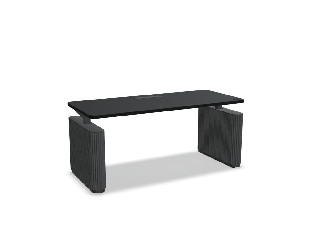 Ogi Drive BODF567 - elektrisch höhenverstellbarer Schreibtisch mit Fußelementen aus Filz in Anthrazit präsentiert im Onlineshop von KAQTU Design AG. Schreibtisch ist von Mdd