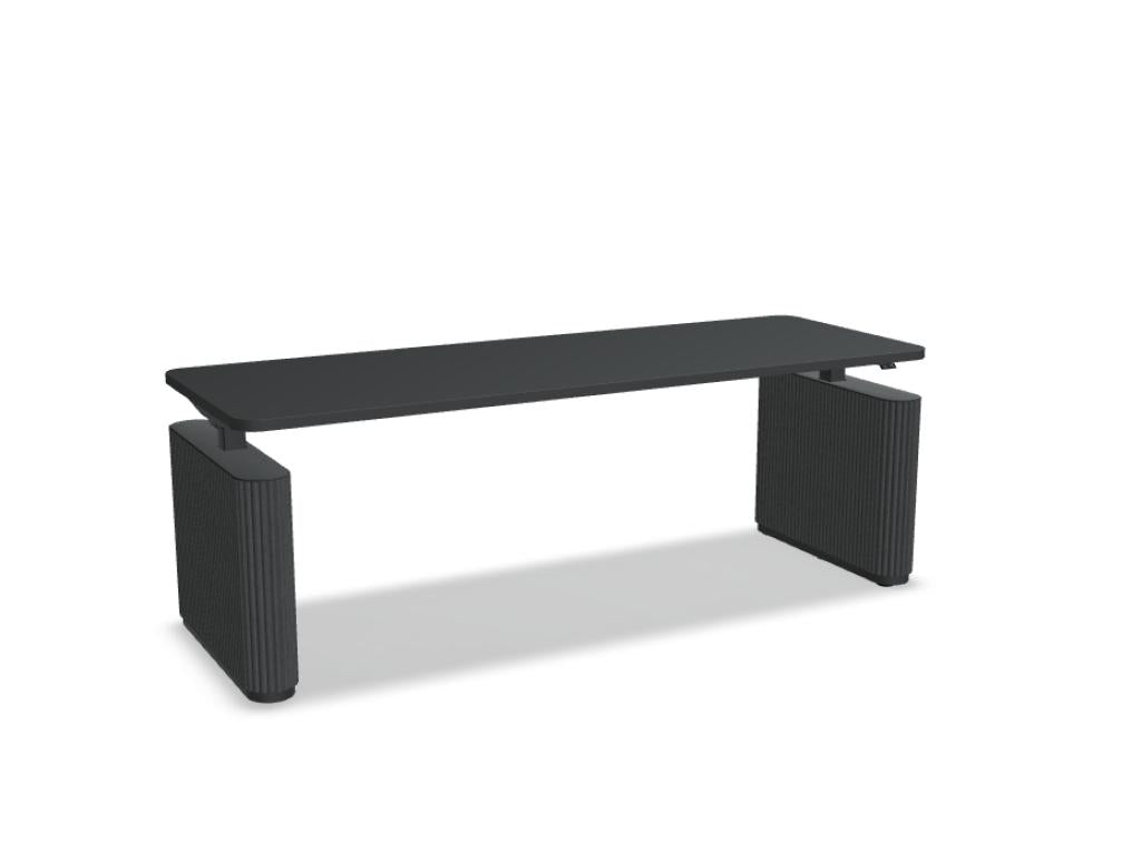 Ogi Drive BODF607 - elektrisch höhenverstellbarer Schreibtisch mit Fußelementen aus Filz in Anthrazit präsentiert im Onlineshop von KAQTU Design AG. Schreibtisch ist von Mdd