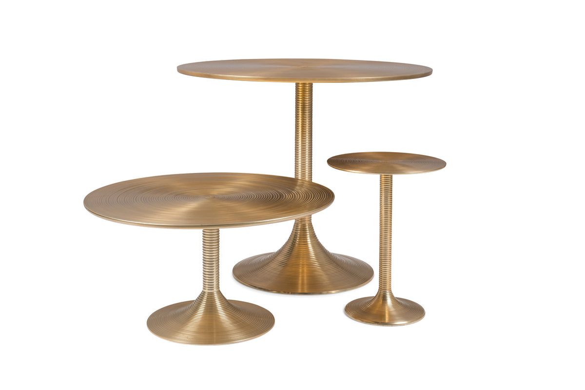 HYPNOTISING ROUND Tisch in Gold präsentiert im Onlineshop von KAQTU Design AG. Esstisch ist von Bold Monkey