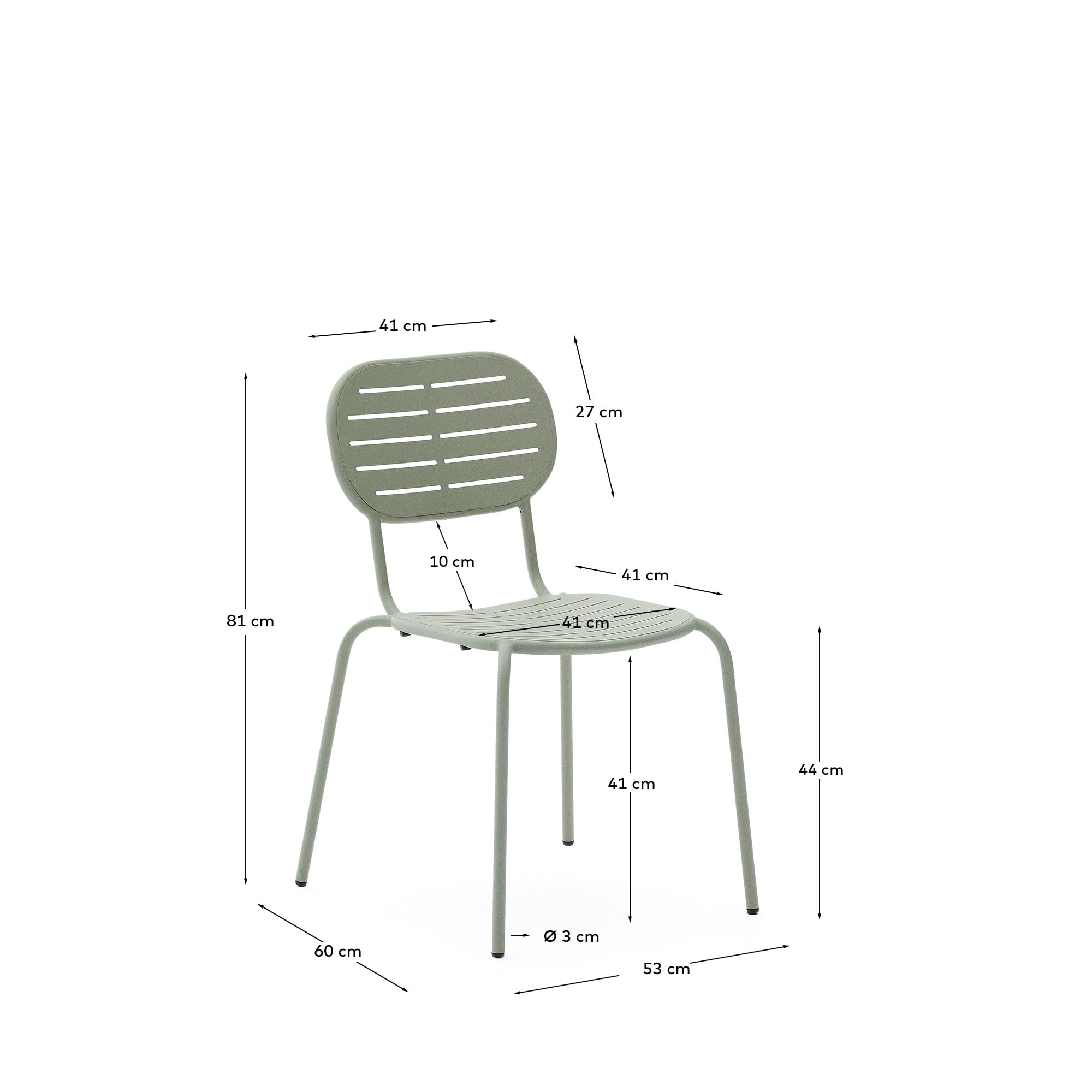 Stapelbarer Outdoor-Stuhl Brai aus robustem verzinktem Stahl in Türkis, ideal für Garten oder Terrasse, wetterfest und modern.