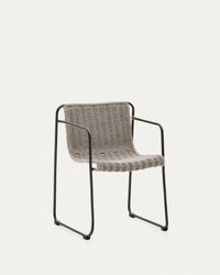 Chaise Maurina en acier galvanisé vert avec corde écru et grise