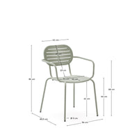 Chaise d'extérieur empilable Brai avec accoudoirs en acier galvanisé turquoise