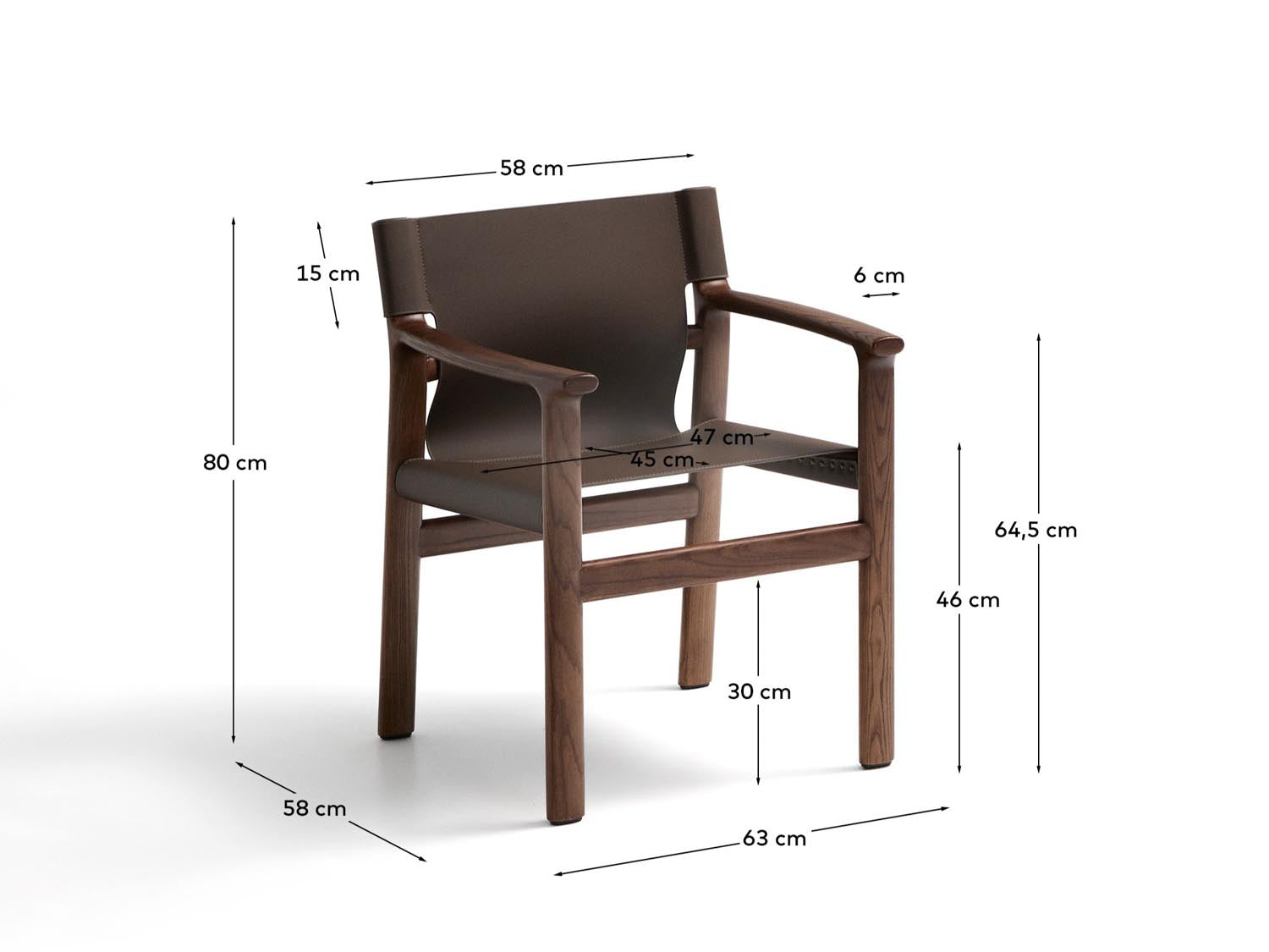 Stuhl Jan aus recycelten Lederfasern in Dunkelbraun und massivem Eschenholz FSC 100 % mit Nussbaum-Finish in Dunkelbraun präsentiert im Onlineshop von KAQTU Design AG. Stuhl ist von Kave Home