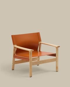 Fauteuil Jan en fibres de cuir recyclées en clair<tc>braun</tc> et bois de frêne massif FSC 100 % avec F