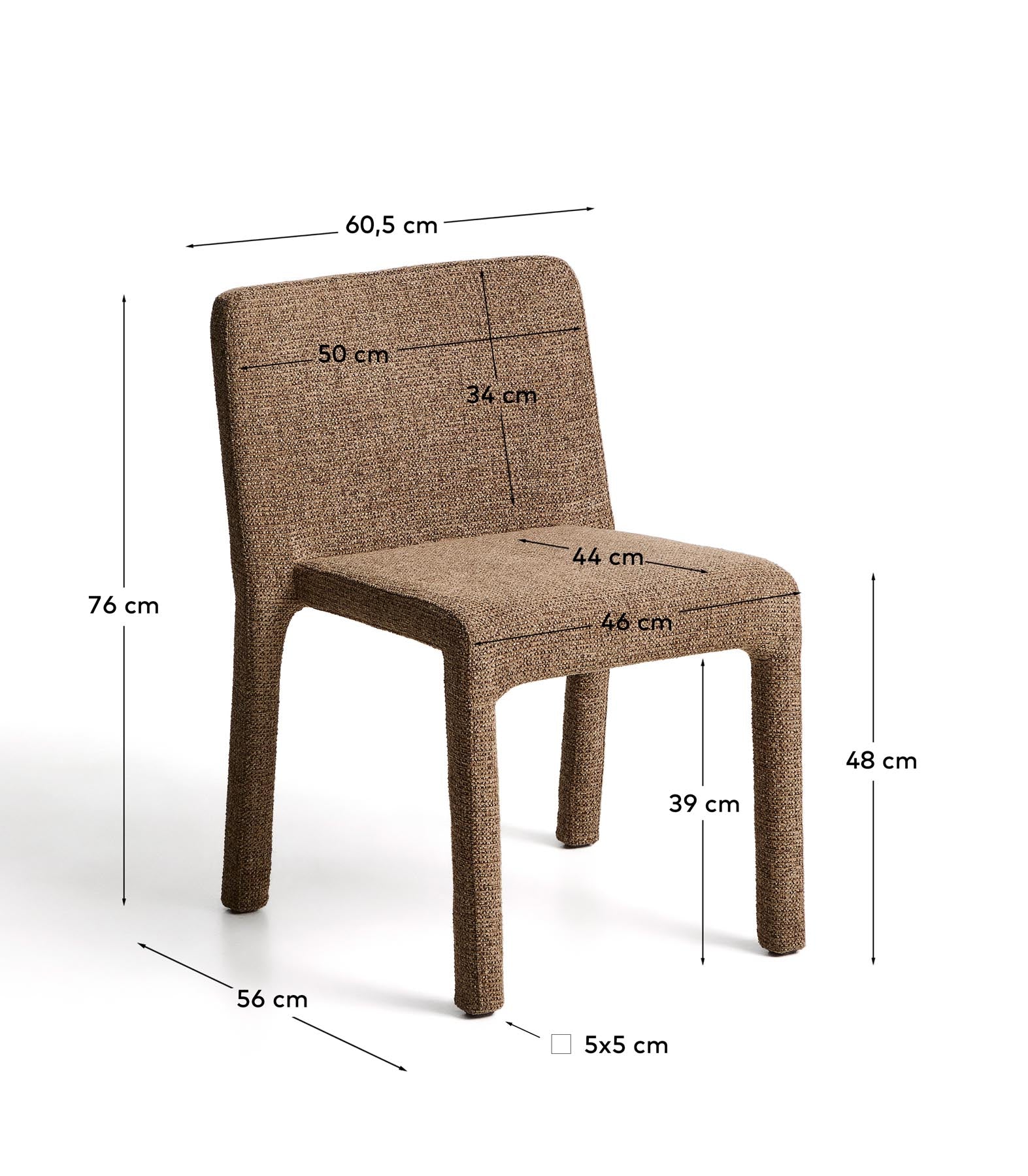 Stapelbarer Stuhl Loria aus schokoladenbrauner Chenille, FSC 100 % in Braun präsentiert im Onlineshop von KAQTU Design AG. Stuhl ist von Kave Home