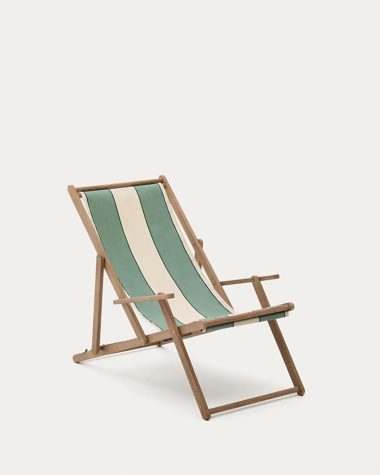 Grün-beige gestreifter klappbarer Outdoor-Liegestuhl Vilara aus massivem Akazienholz, FSC 100% in Grün präsentiert im Onlineshop von KAQTU Design AG. Liegestuhl ist von Kave Home