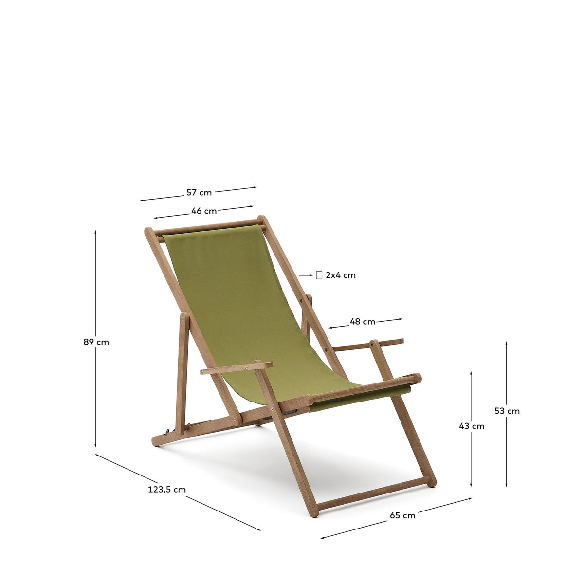 Klappbarer Outdoor-Liegestuhl Vilara in Grün aus massivem Akazienholz FSC 100% in Grün, Braun präsentiert im Onlineshop von KAQTU Design AG. Liegestuhl ist von Kave Home